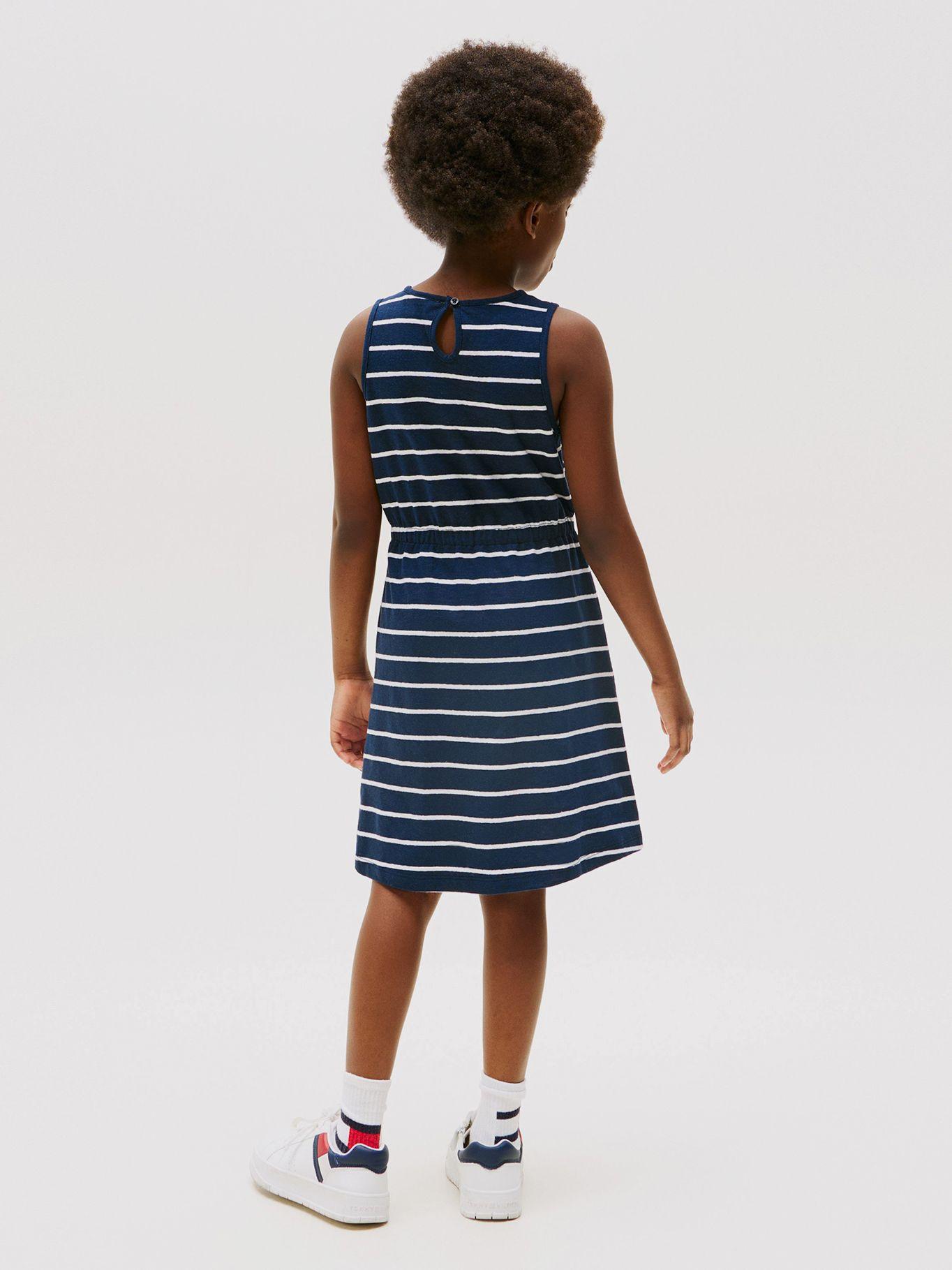 Vestido Sin Mangas Mezcla De Lino Azul Tommy Hilfiger-1