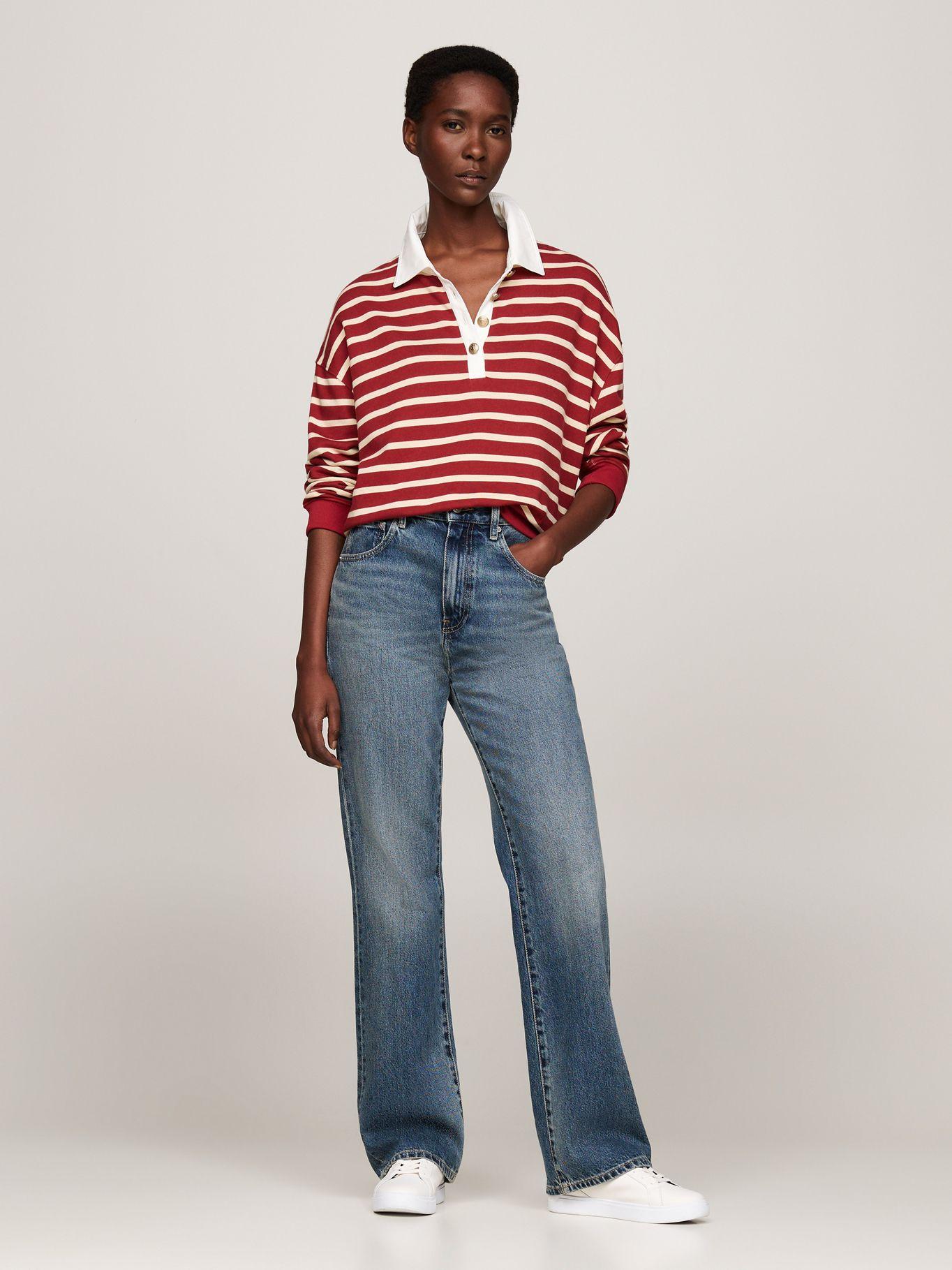 Polerón Estilo Polo De Rayas Rojo Tommy Hilfiger-1