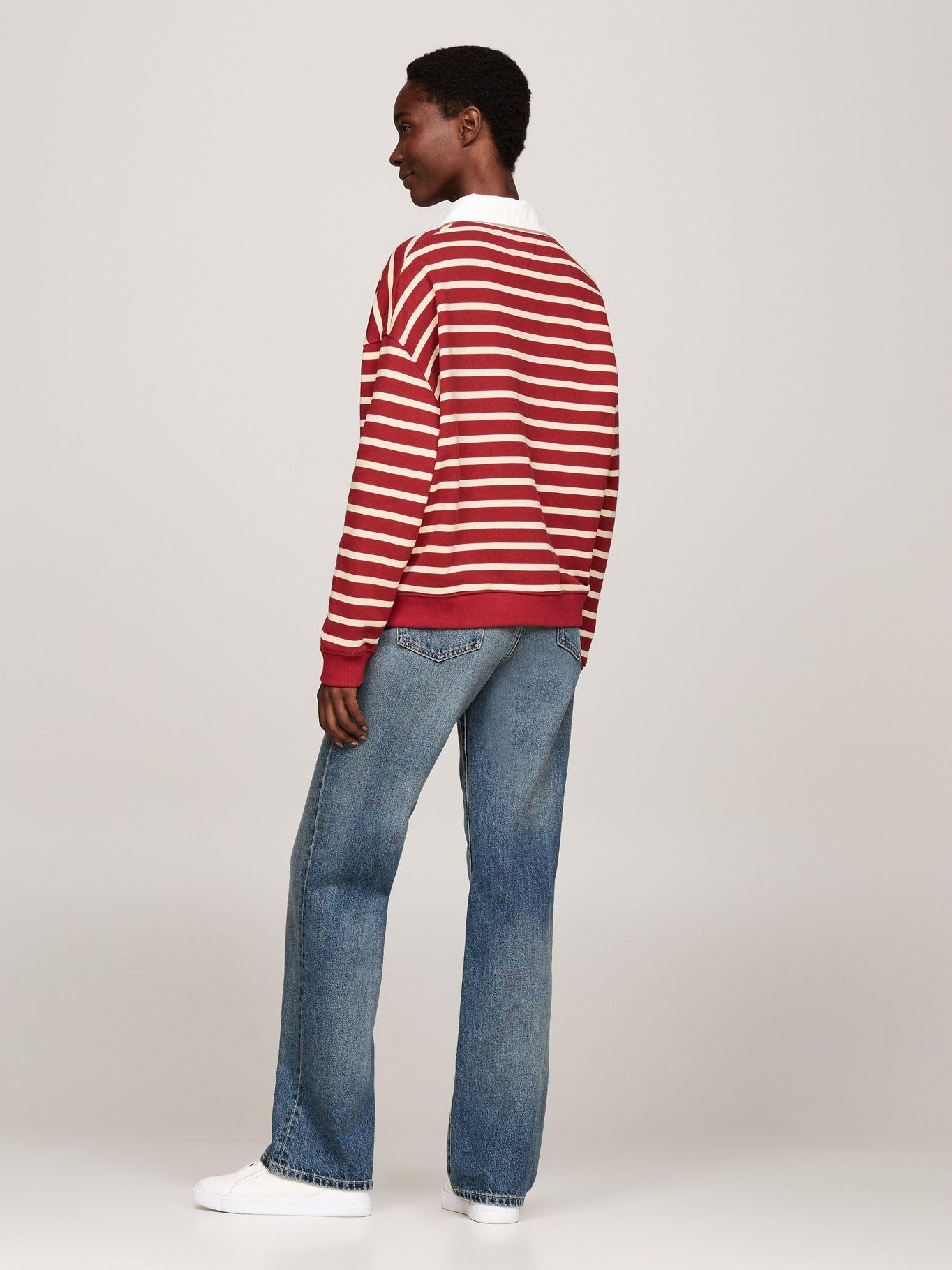 Polerón Estilo Polo De Rayas Rojo Tommy Hilfiger-2