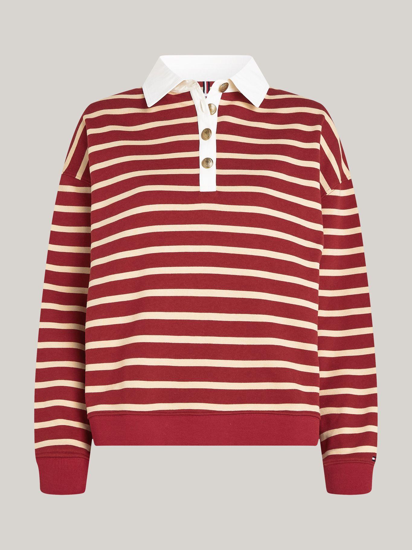 Polerón Estilo Polo De Rayas Rojo Tommy Hilfiger-4