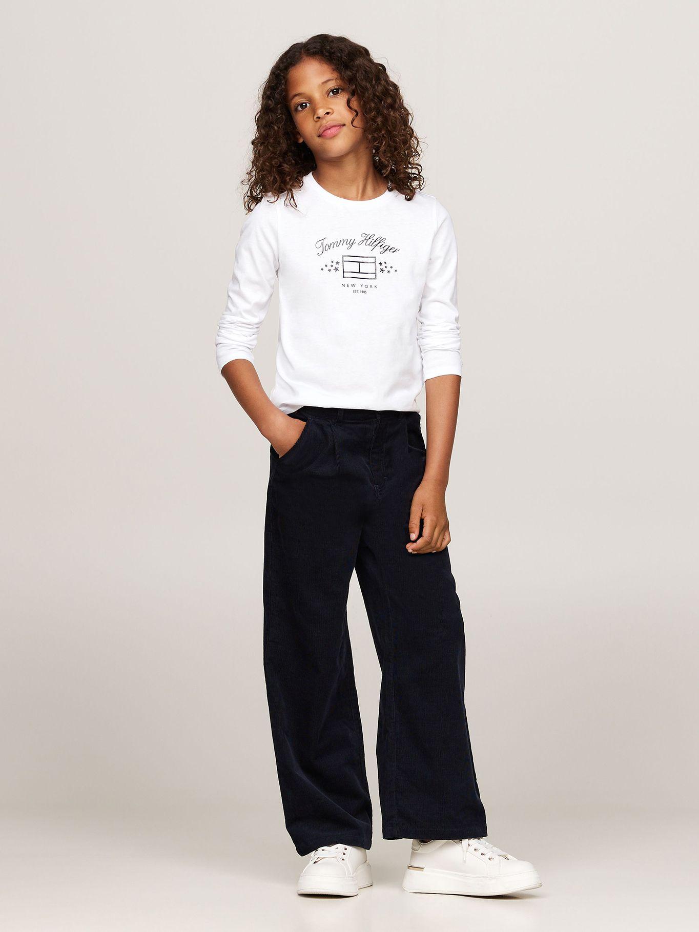 Polera De Niña Con Logo Gráfico Blanco Tommy Hilfiger-1