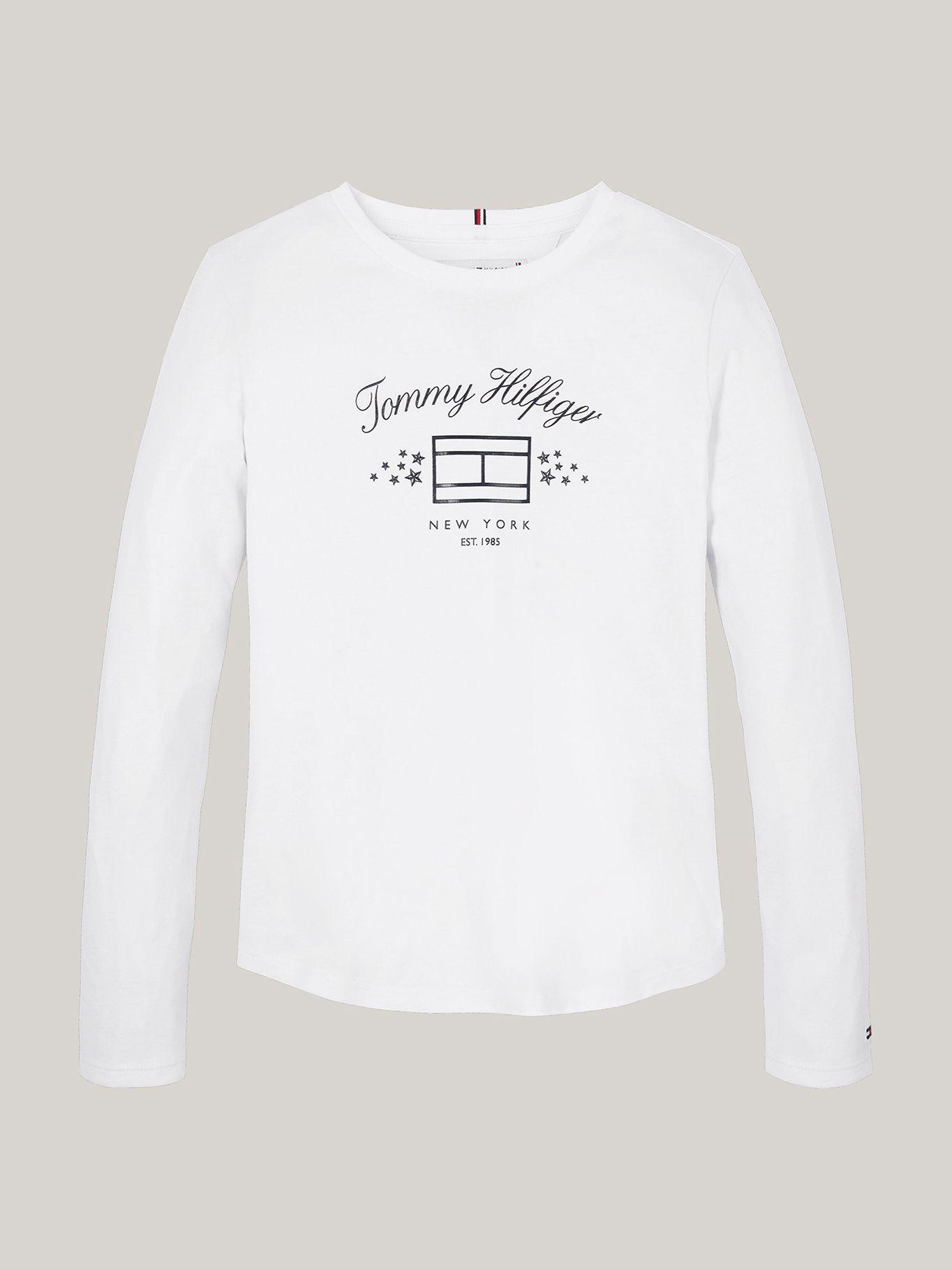 Polera De Niña Con Logo Gráfico Blanco Tommy Hilfiger-4