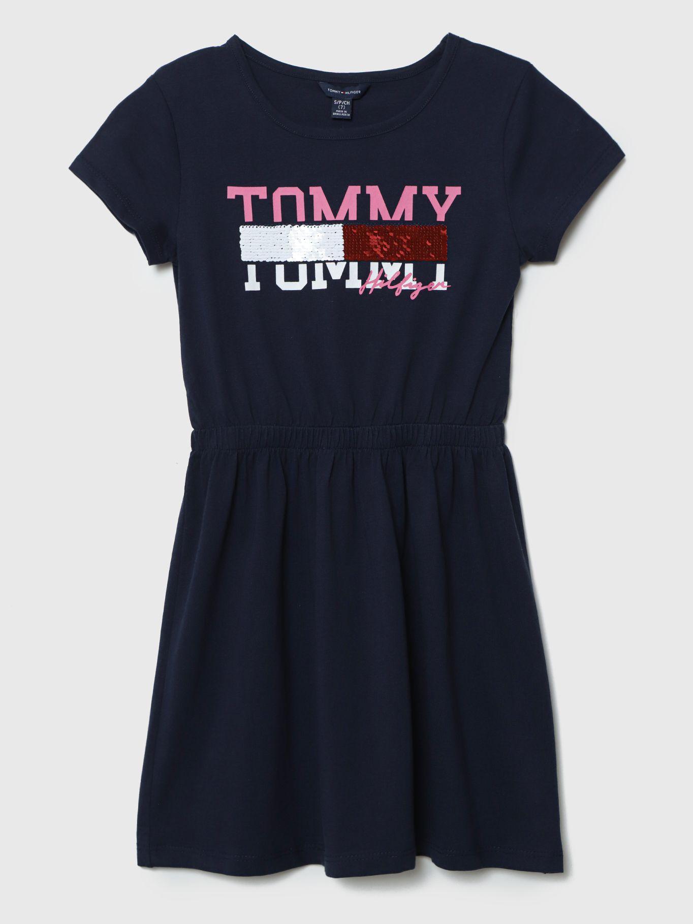 Vestido Con Bandera De Lentejuelas Azul Tommy Hilfiger-0