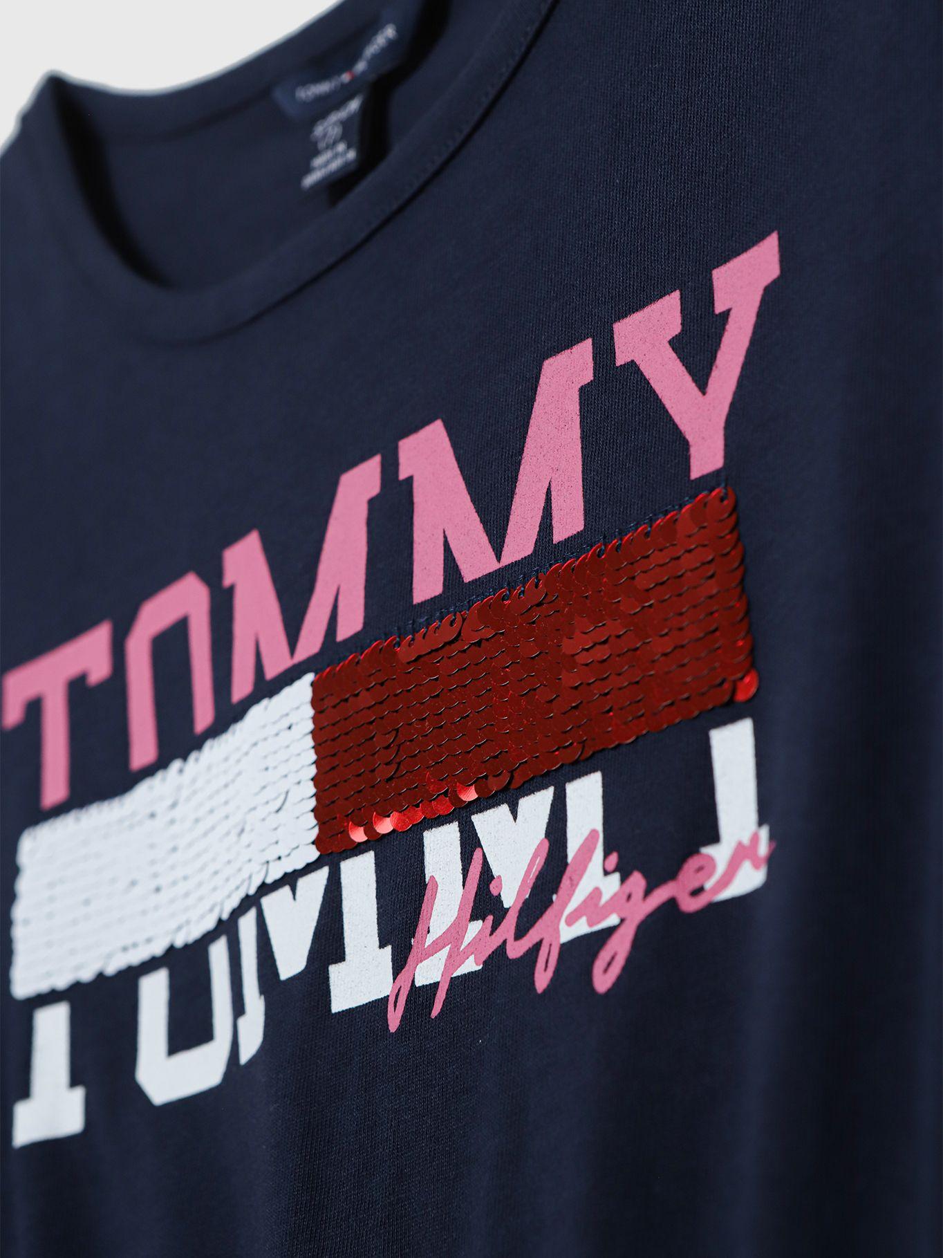 Vestido Con Bandera De Lentejuelas Azul Tommy Hilfiger-3