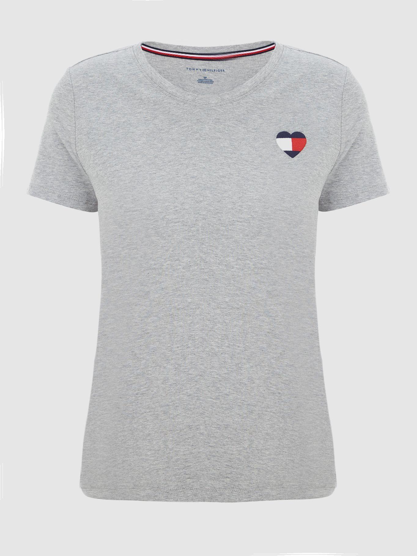 Polera Corazones Logo Bandera Gris Tommy Hilfiger-0