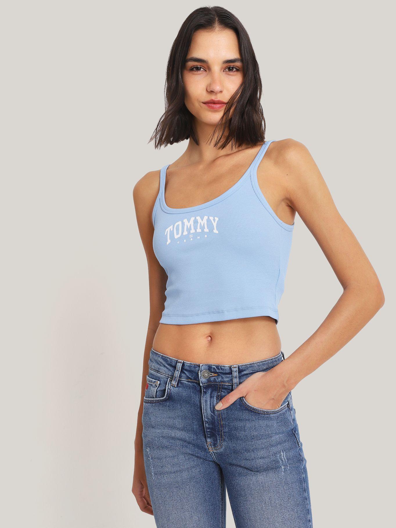 Polera Cropped Con Logo Azul Tommy Jeans-0
