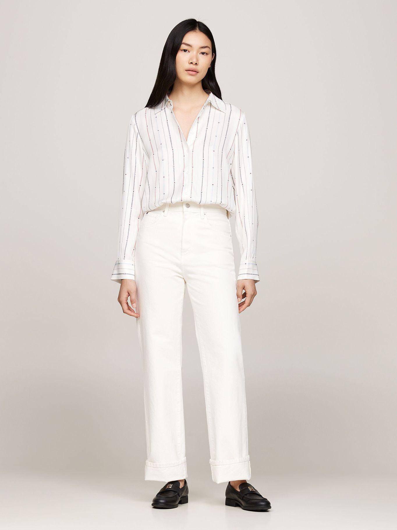 Camisa Rayas Con Lazo Cuello Blanco Tommy Hilfiger-1