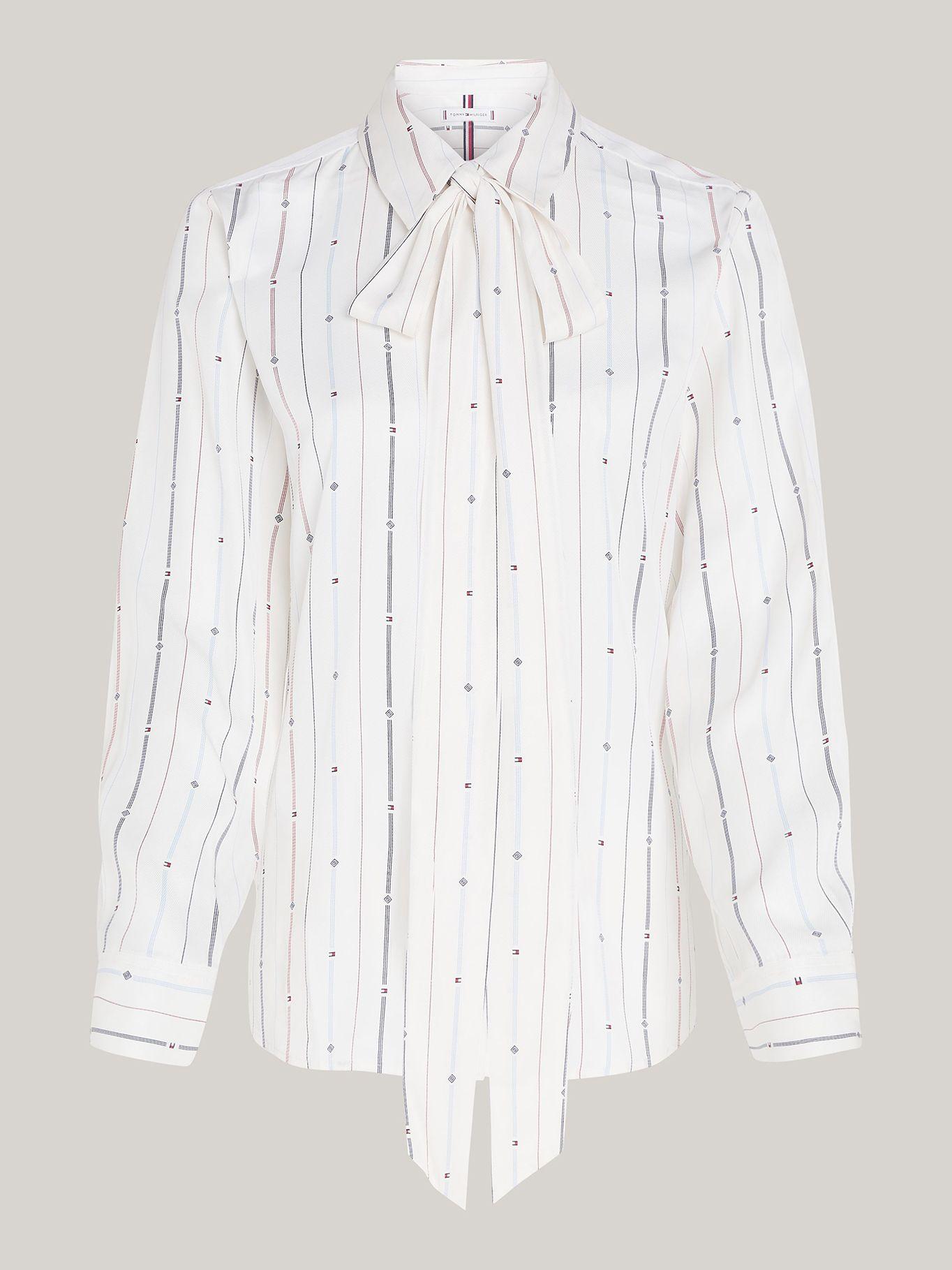 Camisa Rayas Con Lazo Cuello Blanco Tommy Hilfiger-4