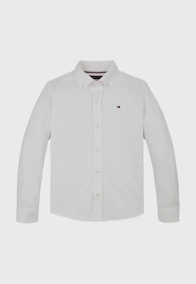 Camisa De Corte Regular En Piqué Blanco Tommy Hilfiger-3