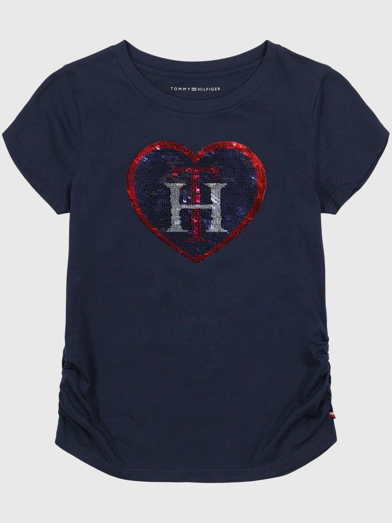 Polera De Niña Logo De Corazón Y Lentejuelas Azul Tommy Hilfiger-0