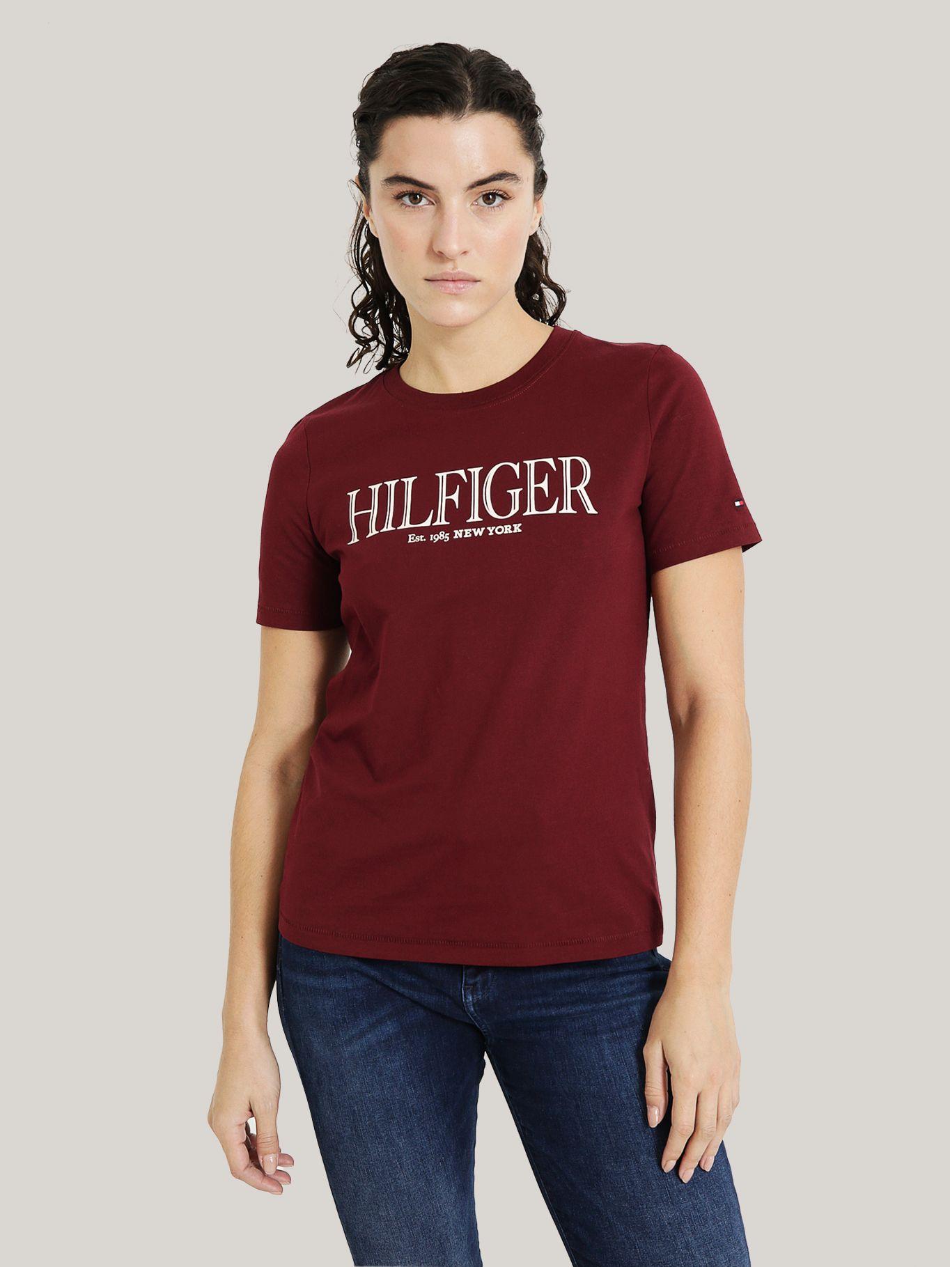 Polera Con Monotipo Regular Fit Burdeo Tommy Hilfiger-0