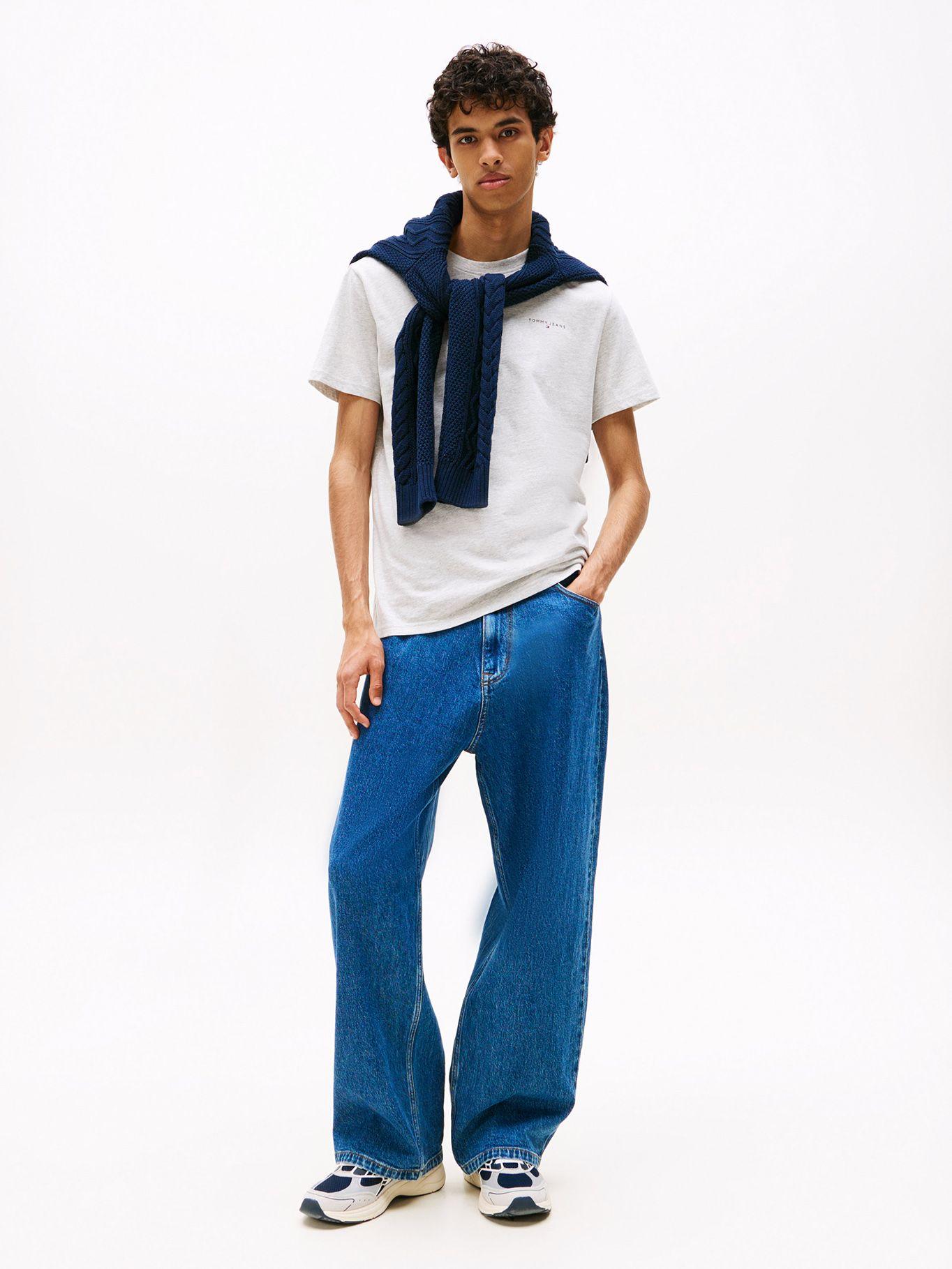 Polera Con Logo Lineal Slim Fit Gris Tommy Jeans-1