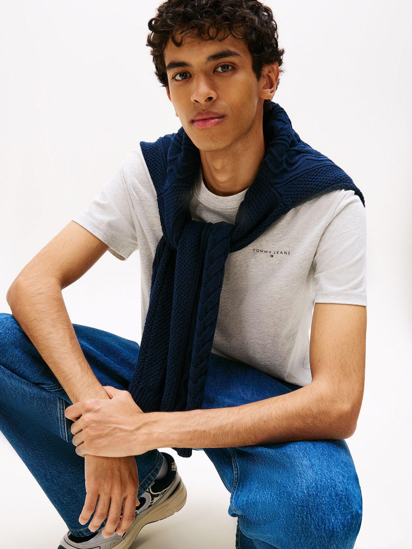 Polera Con Logo Lineal Slim Fit Gris Tommy Jeans-3