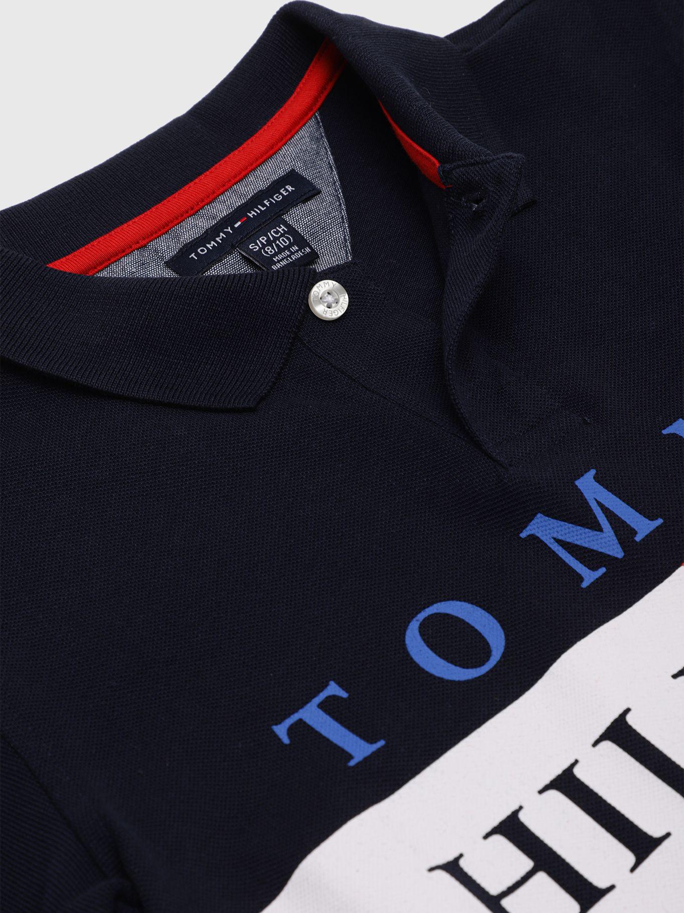 Polo Split Stripe Logo Azul Tommy Hilfiger-2