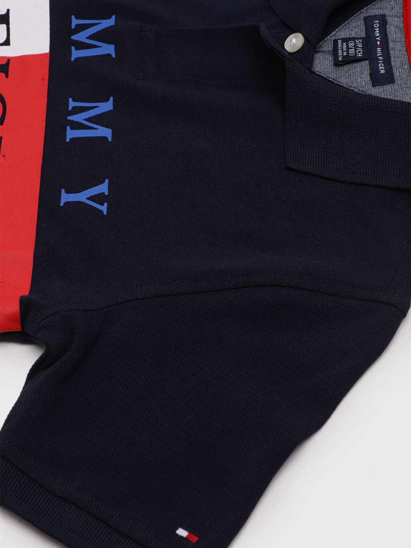 Polo Split Stripe Logo Azul Tommy Hilfiger-3