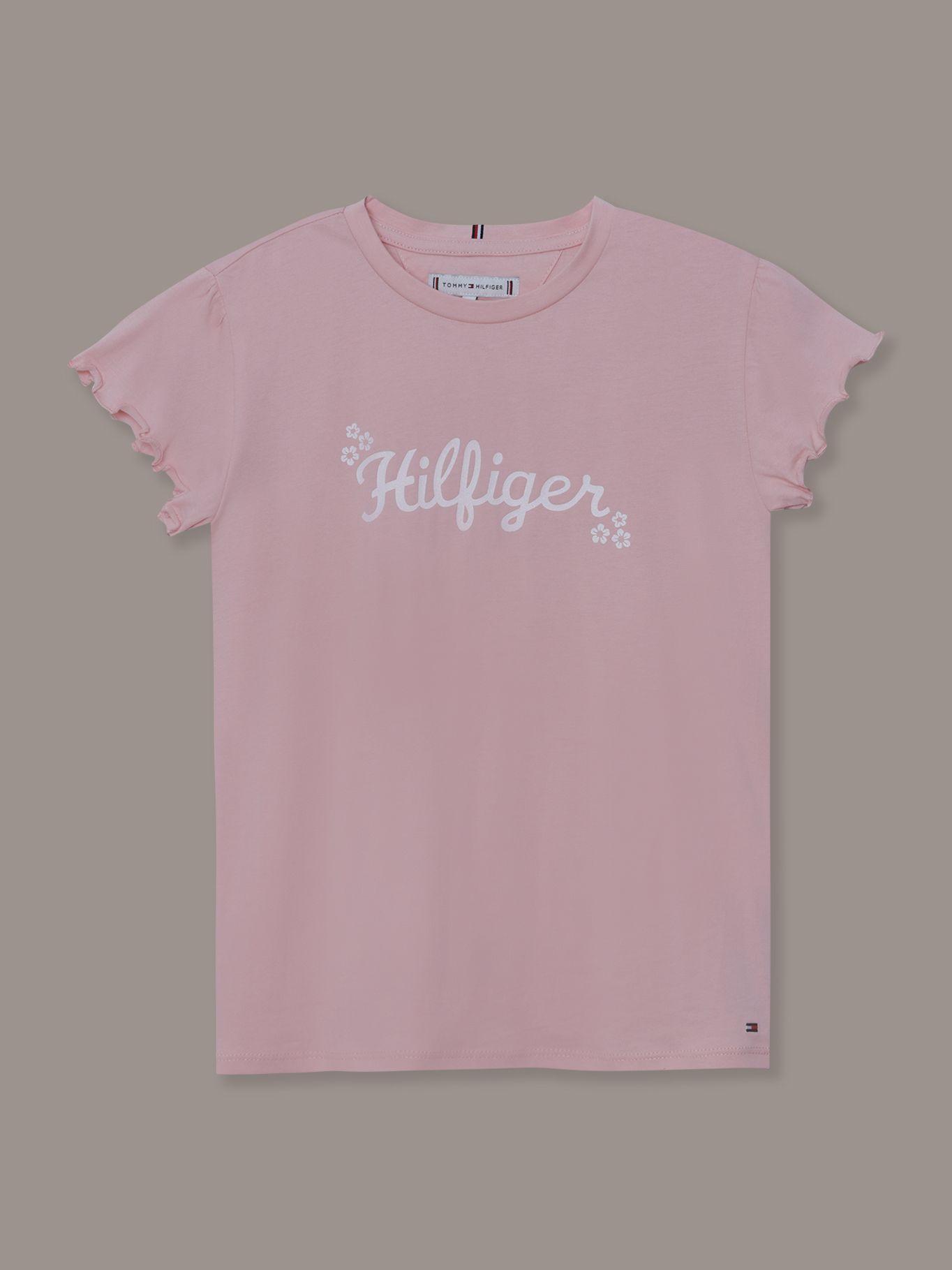 Polera De Niña Con Logo Floral Rosado Tommy Hilfiger-0