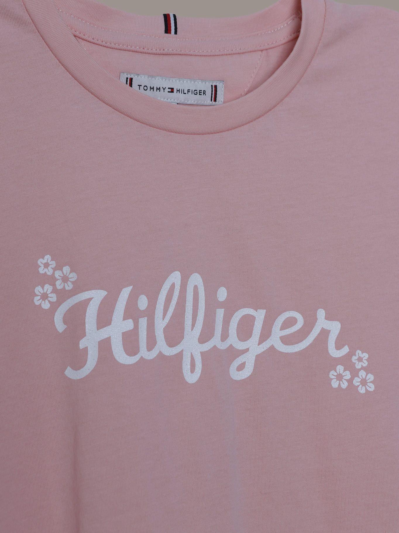 Polera De Niña Con Logo Floral Rosado Tommy Hilfiger-3