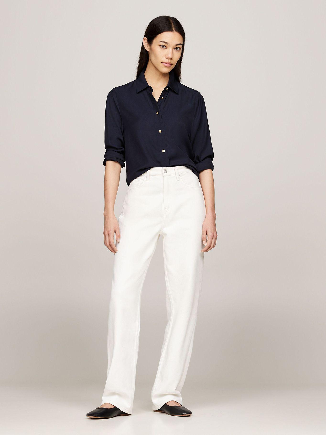 Camisa Gold Button De Viscosa Azul Tommy Hilfiger-1