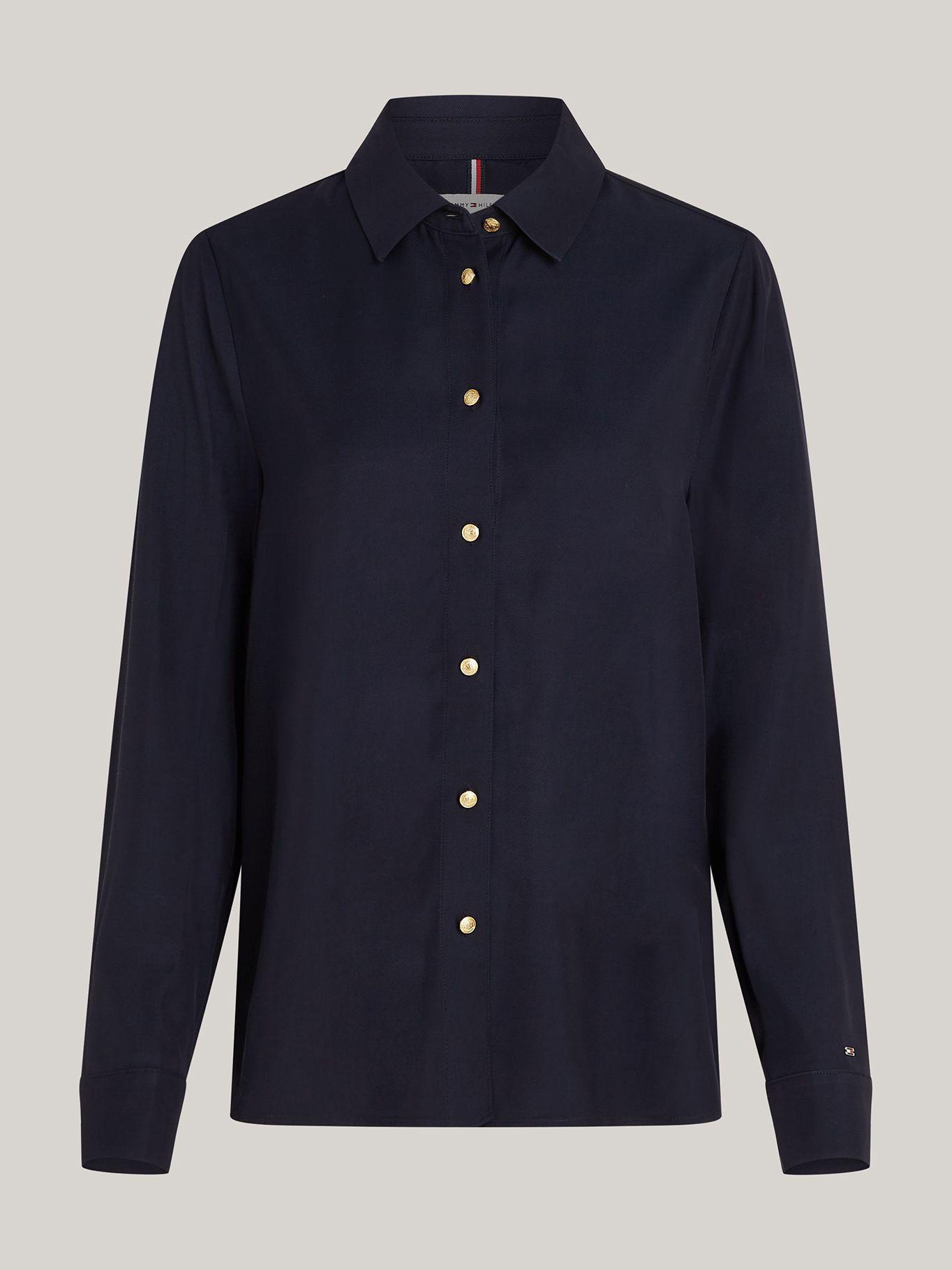 Camisa Gold Button De Viscosa Azul Tommy Hilfiger-4