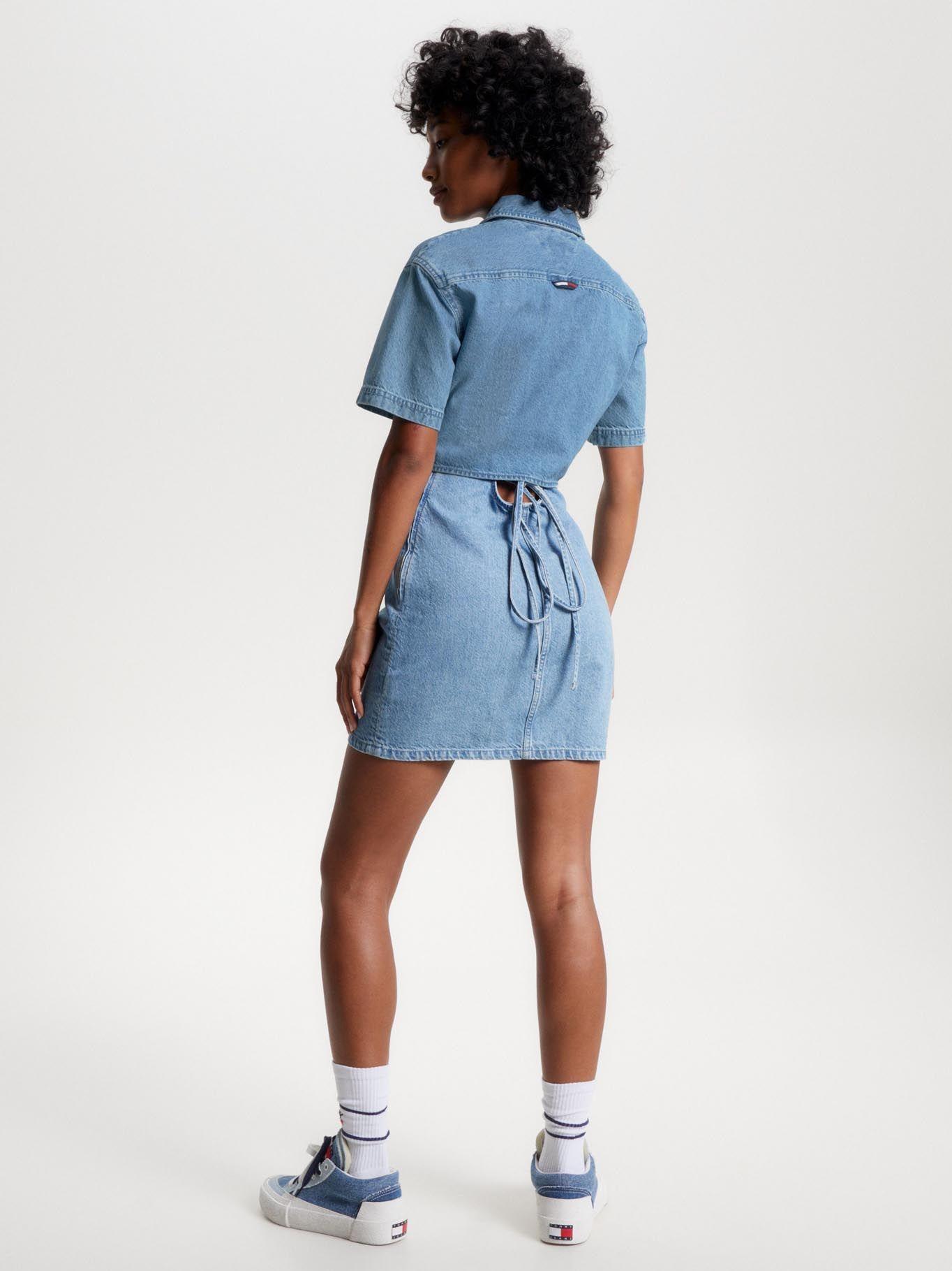 Camisa Crop Denim Con Logo Azul Tommy Jeans-2