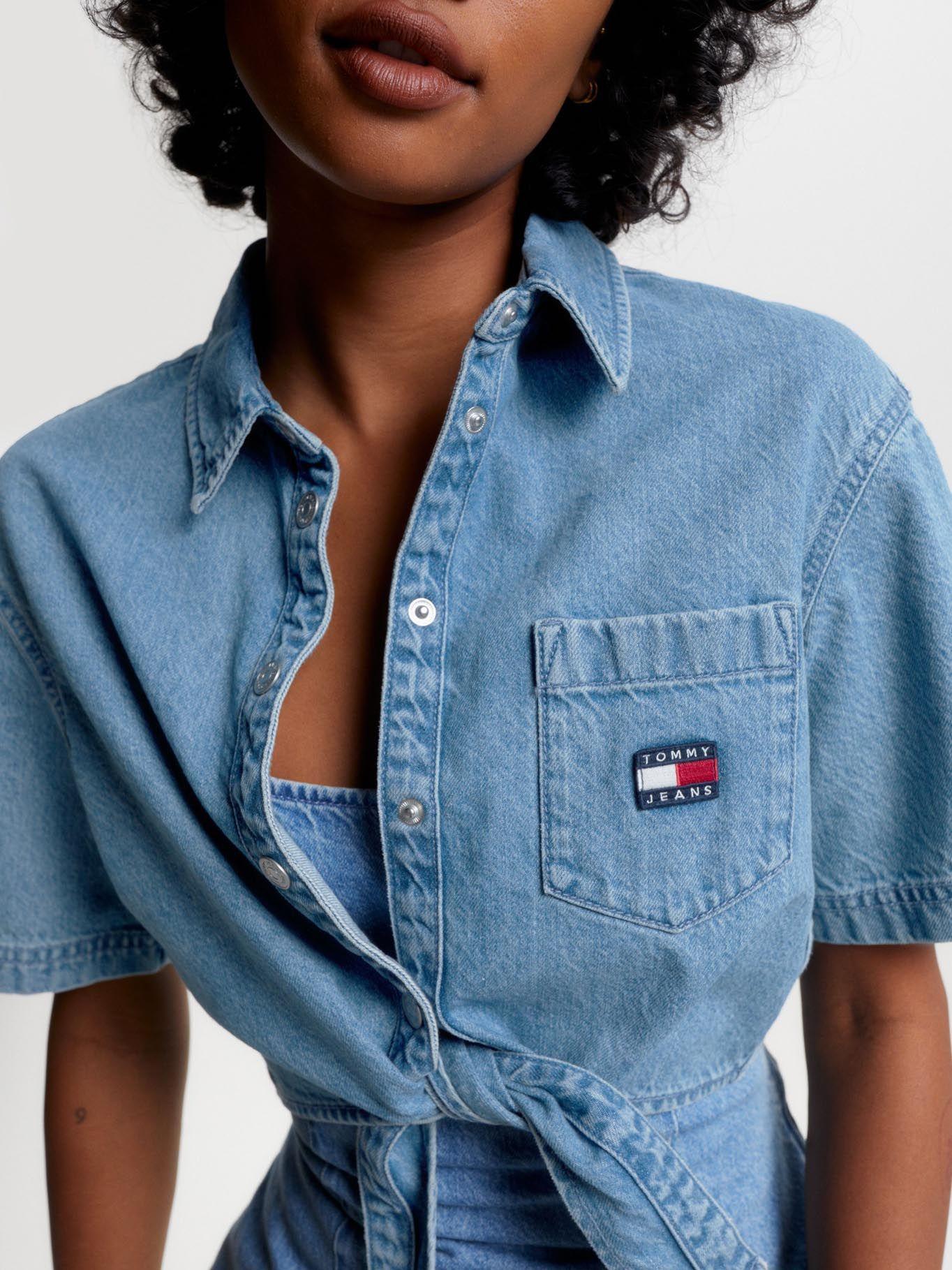 Camisa Crop Denim Con Logo Azul Tommy Jeans-3