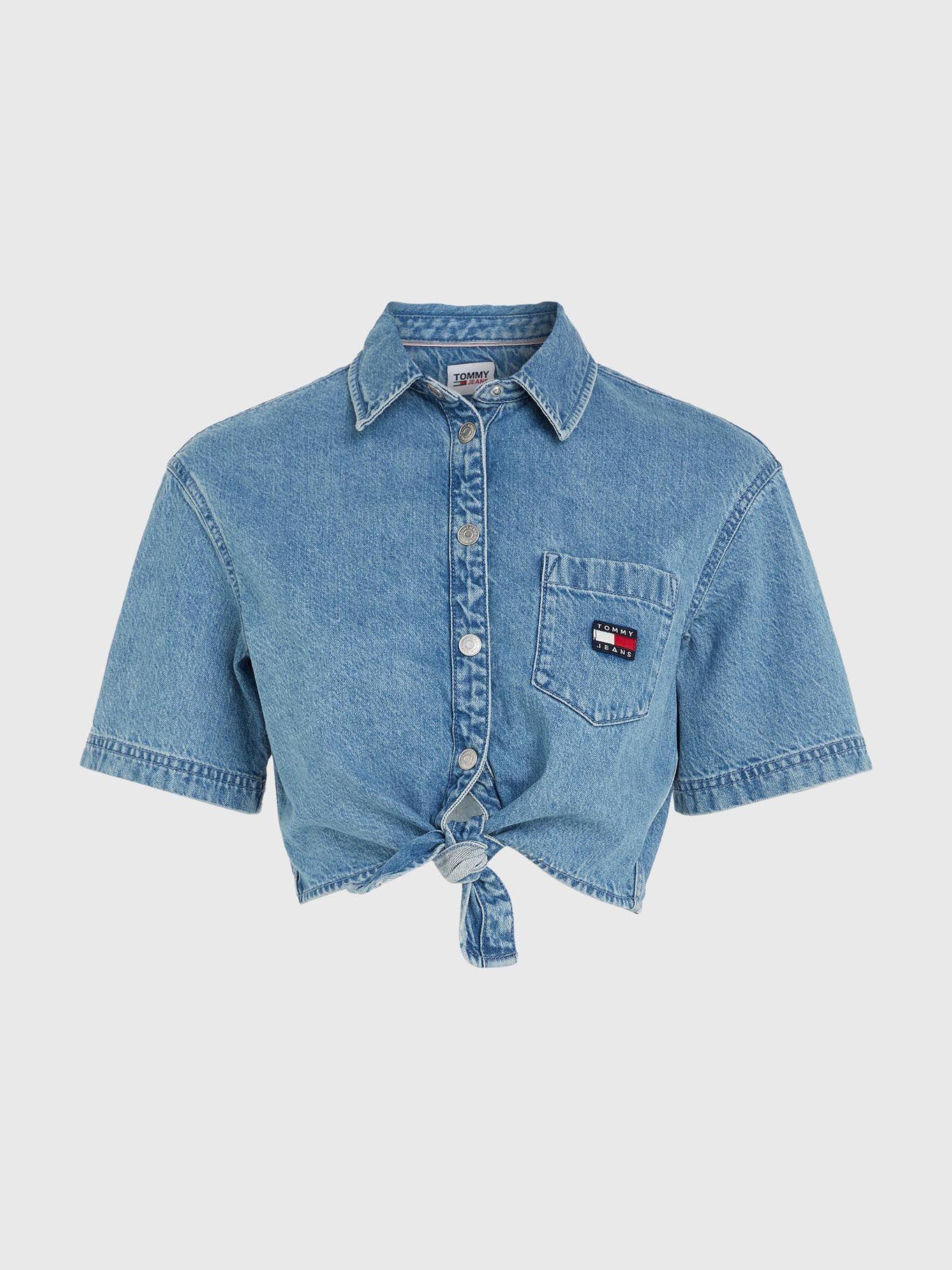 Camisa Crop Denim Con Logo Azul Tommy Jeans-4
