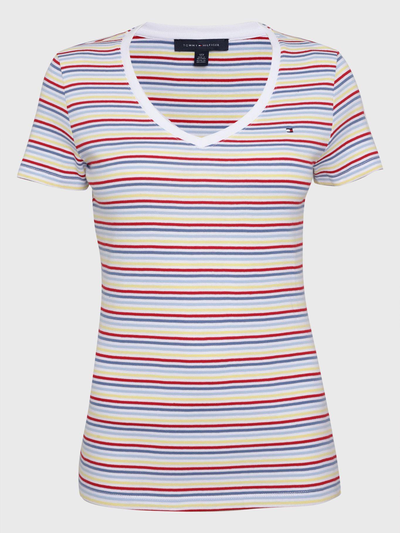 Polera A Rayas Con Logo Blanco Tommy Hilfiger-0