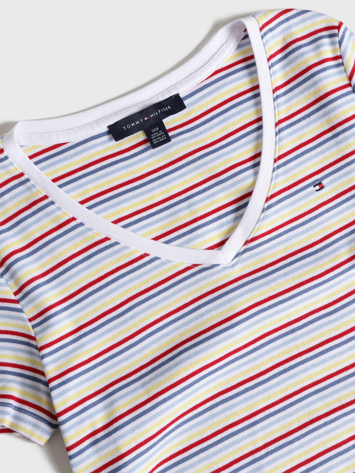 Polera A Rayas Con Logo Blanco Tommy Hilfiger-3