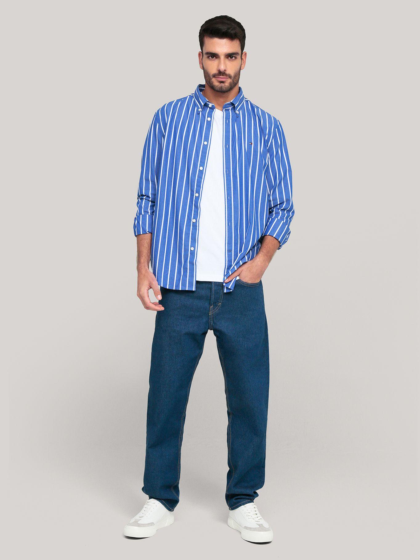 Camisa Poplin Con Diseño De Rayas Azul Tommy Hilfiger-1