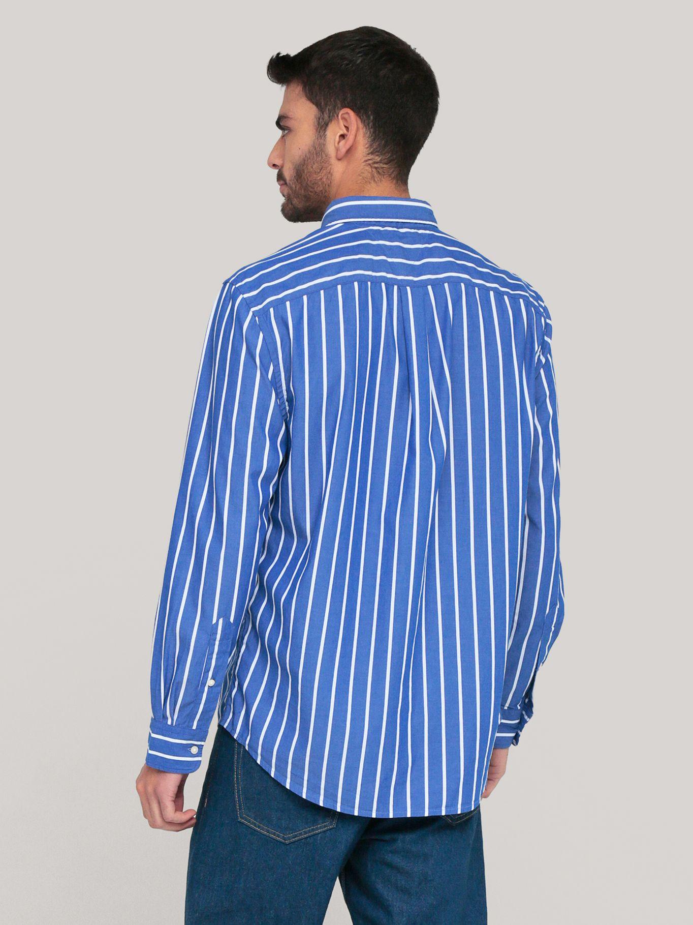 Camisa Poplin Con Diseño De Rayas Azul Tommy Hilfiger-3