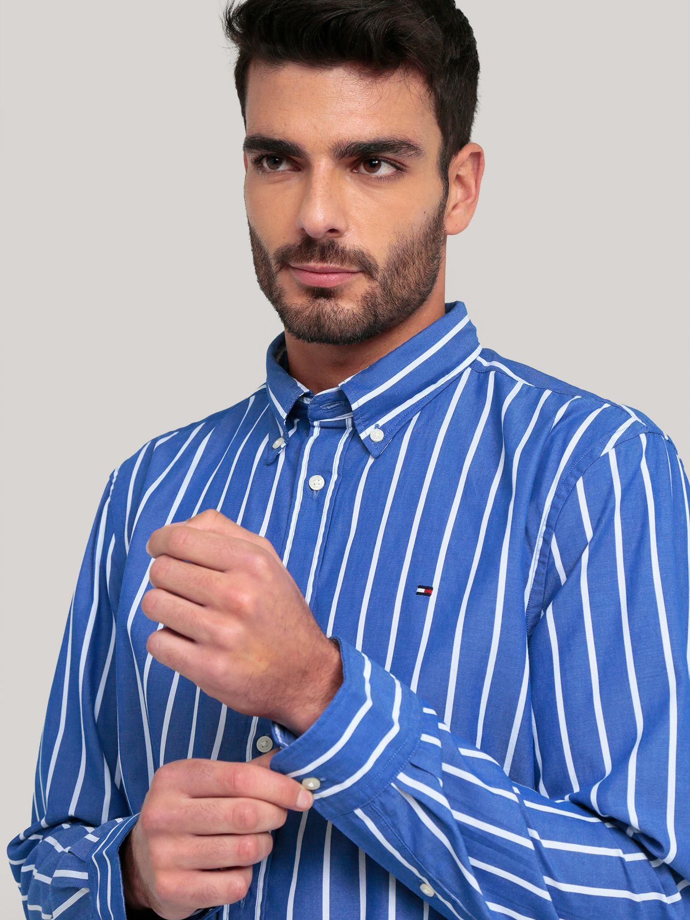 Camisa Poplin Con Diseño De Rayas Azul Tommy Hilfiger-4