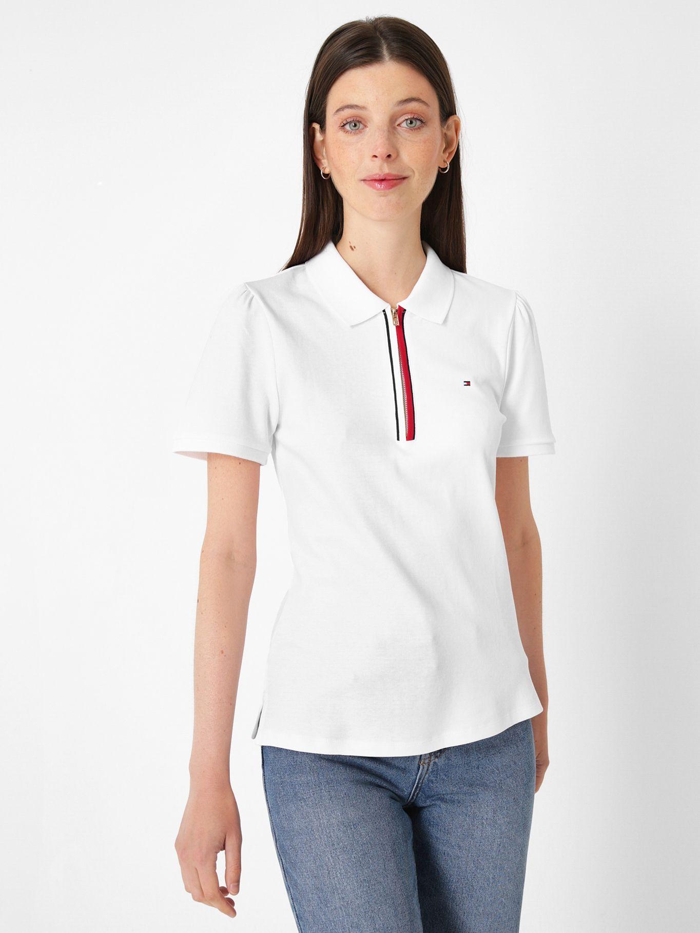 Polo Solid Con Cierre Blanco Tommy Hilfiger-0
