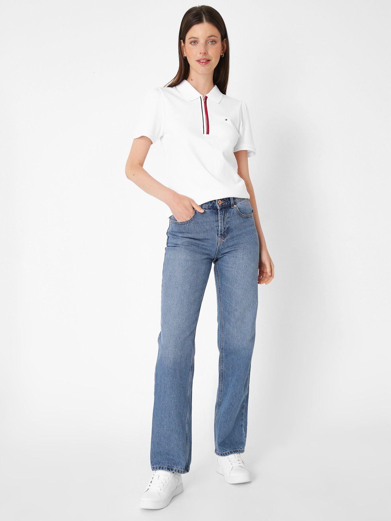 Polo Solid Con Cierre Blanco Tommy Hilfiger-2