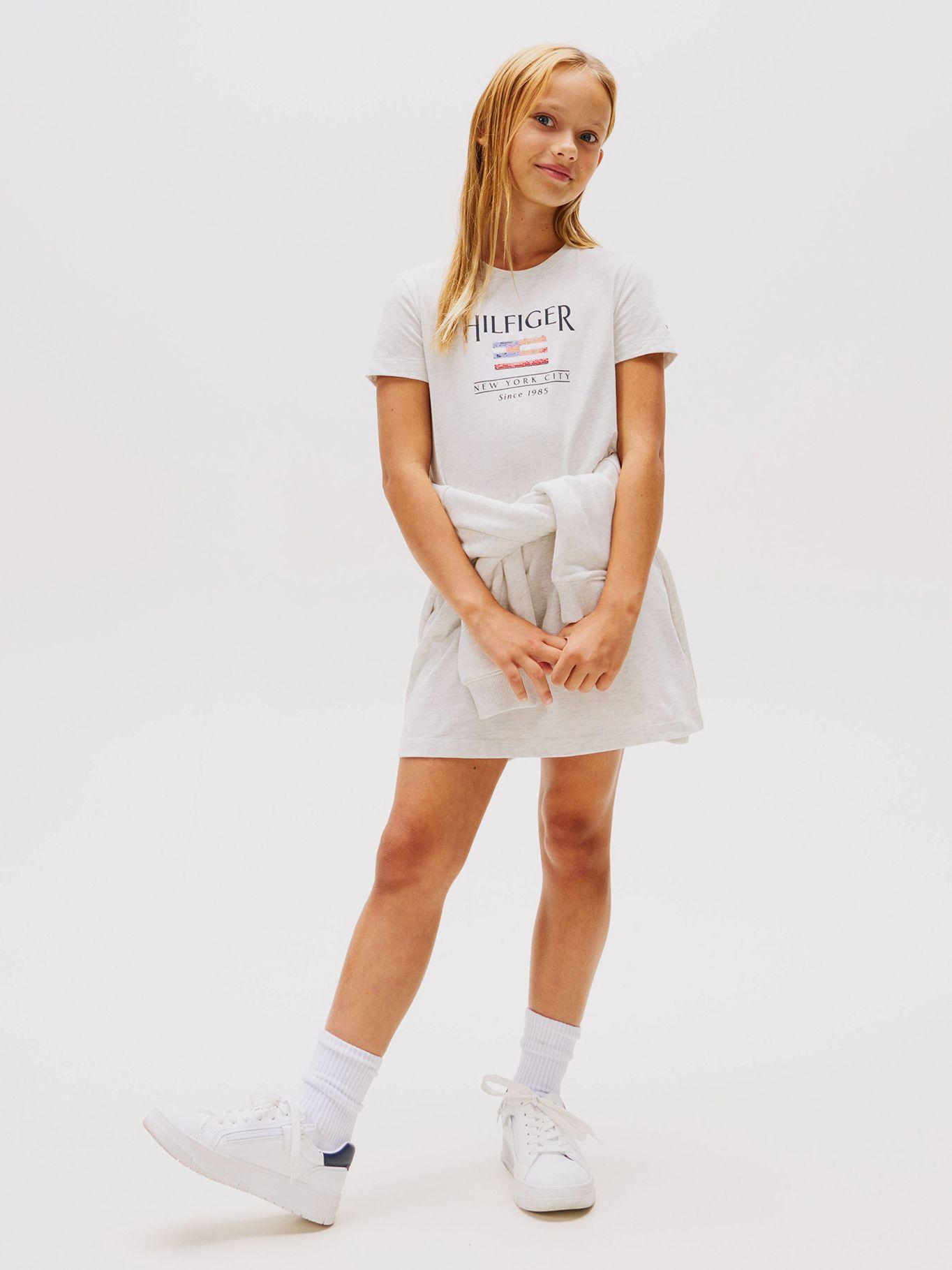 Vestido Con Logo De Lentejuelas Blanco Tommy Hilfiger-0