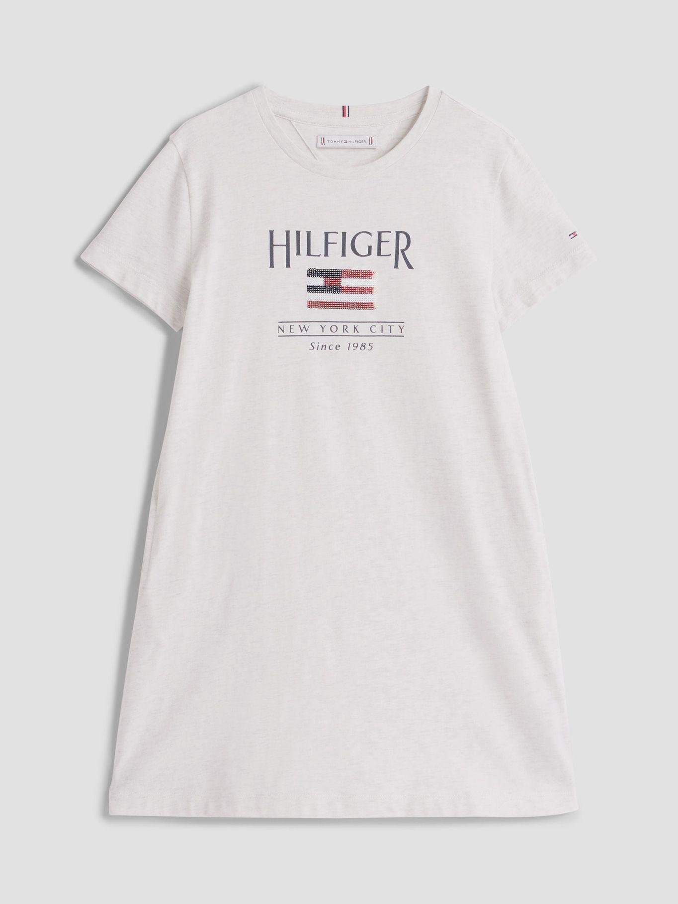 Vestido Con Logo De Lentejuelas Blanco Tommy Hilfiger-4