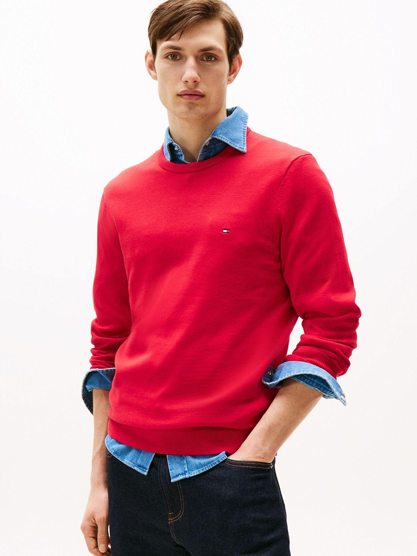 Sweater Básico Signature C Tommy Hilfiger Rojo-0