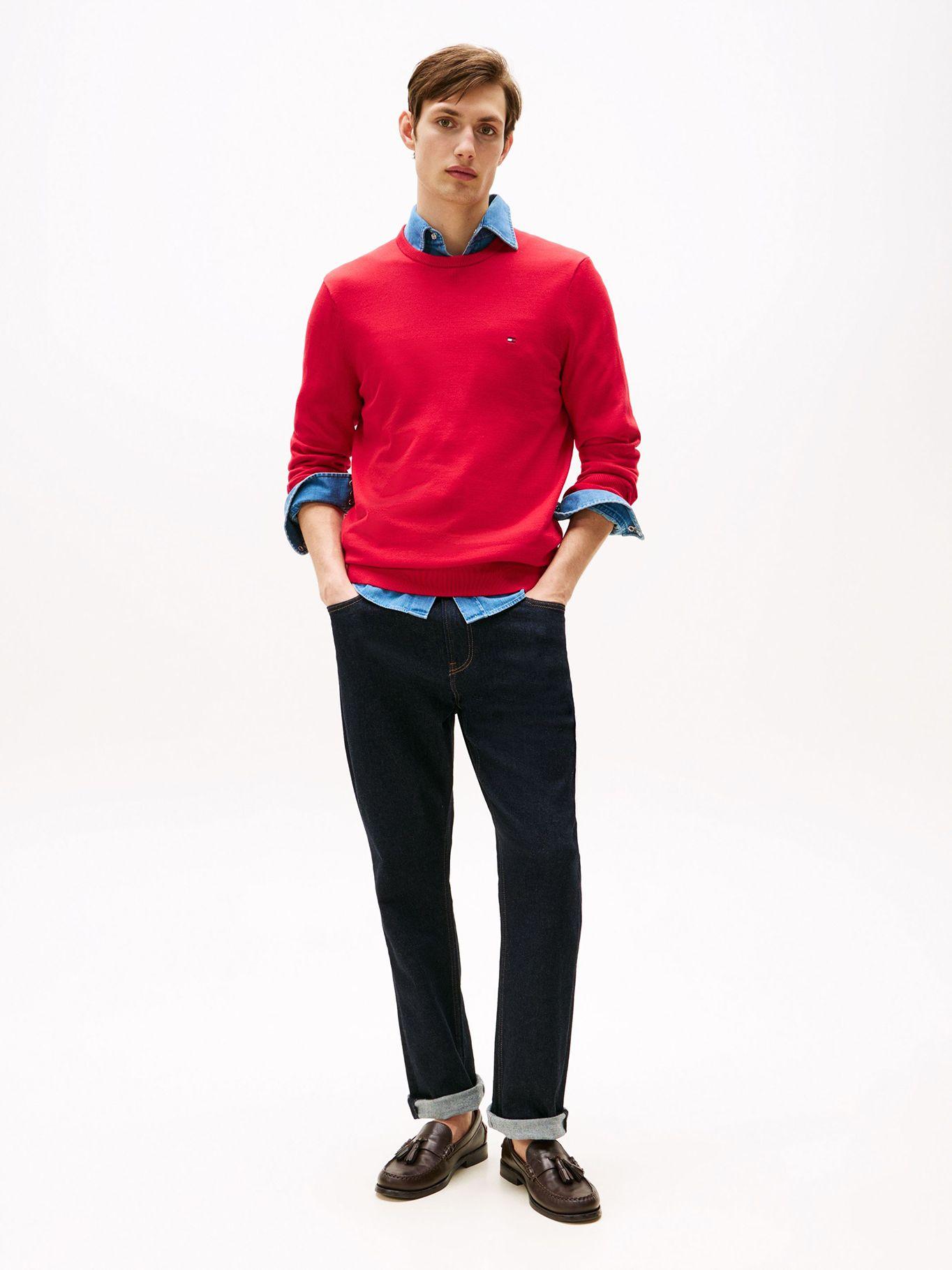 Sweater Básico Signature C Tommy Hilfiger Rojo-1