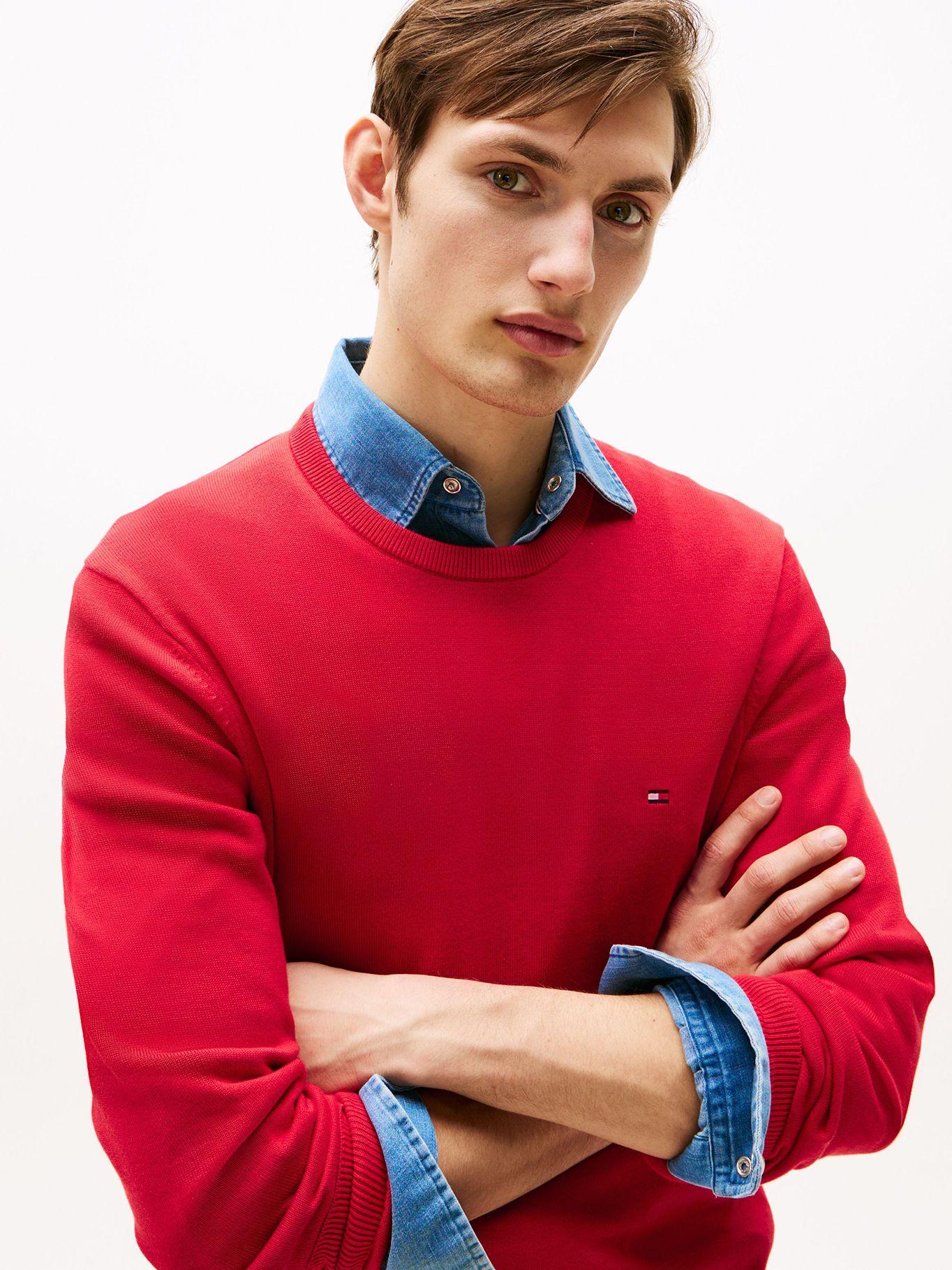 Sweater Básico Signature C Tommy Hilfiger Rojo-3