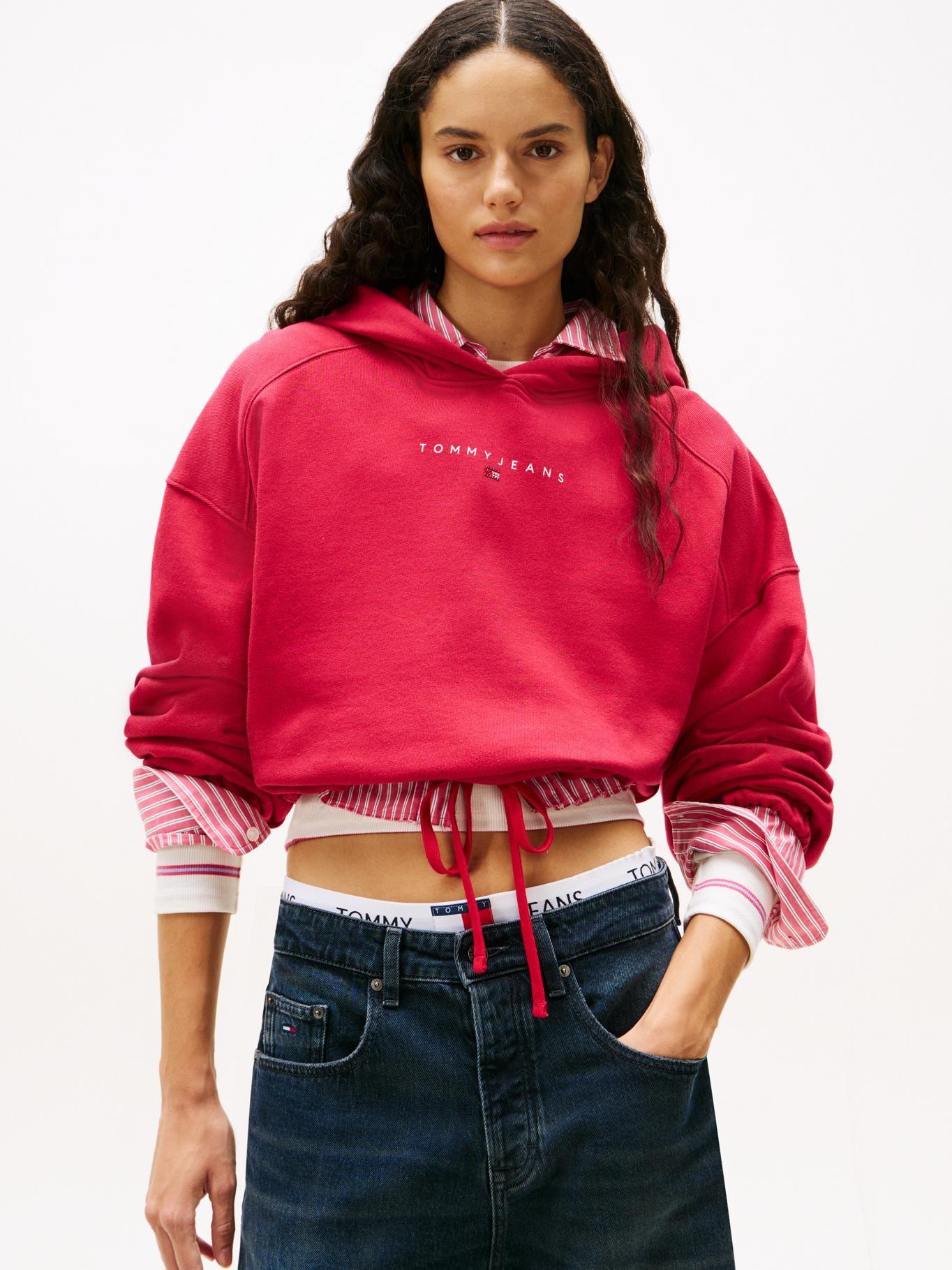 Polerón Hoodie Cropped Rojo Tommy Jeans-0