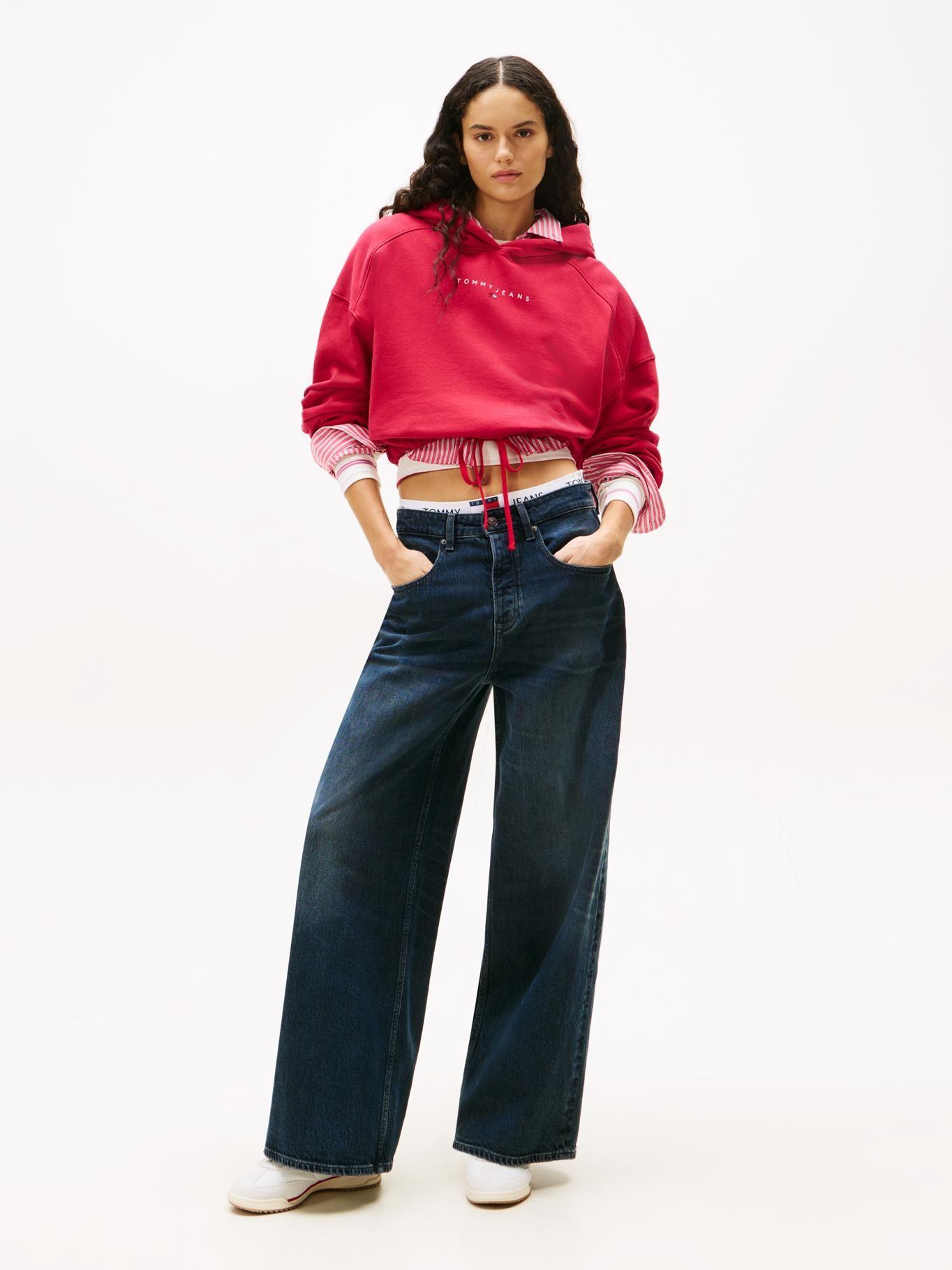 Polerón Hoodie Cropped Rojo Tommy Jeans-1