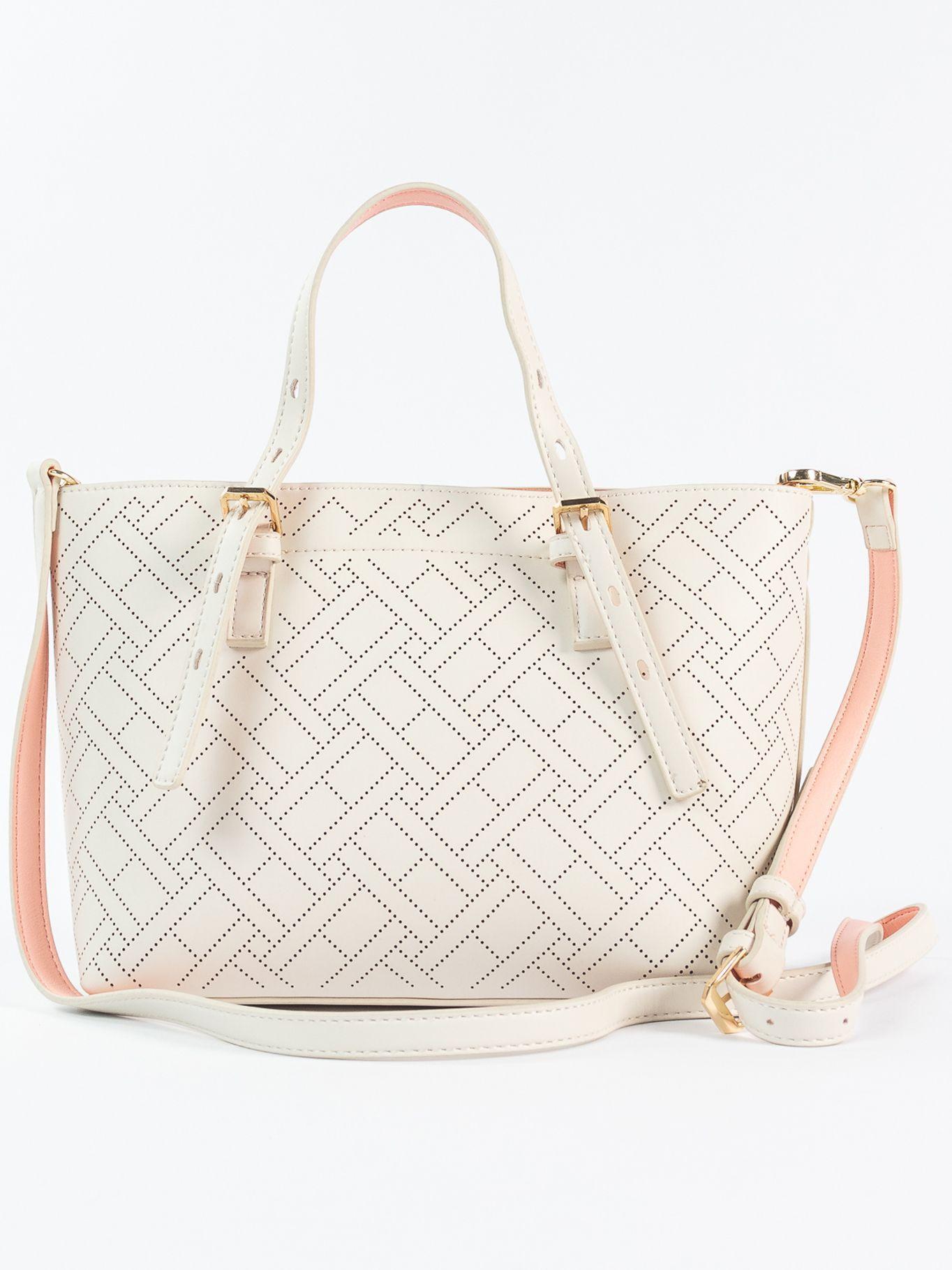 Bolso Mini Shopper Flag Print Crema Tommy Hilfiger-1