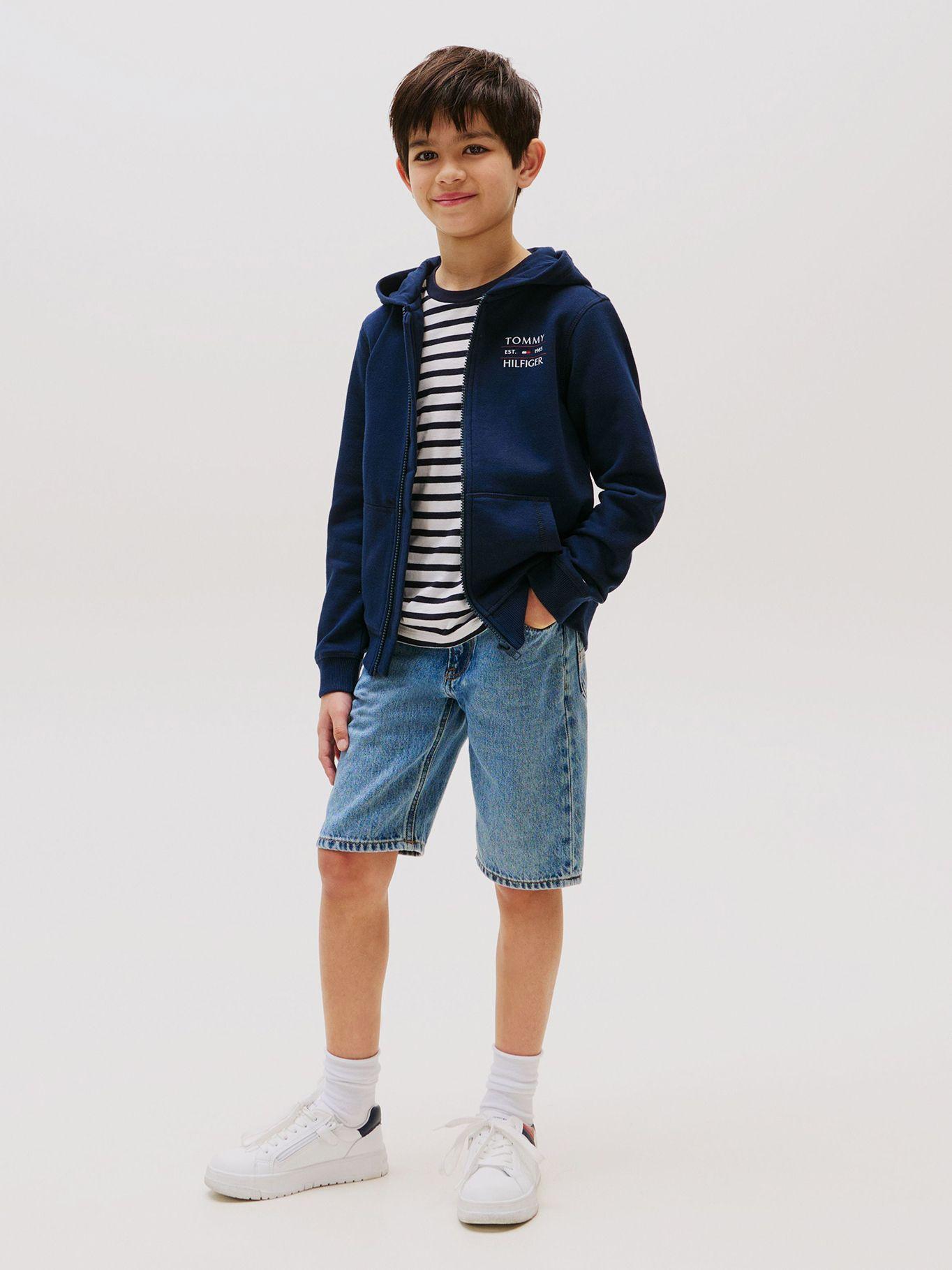 Polerón Con Gorro Y Cremallera Azul Tommy Hilfiger-1