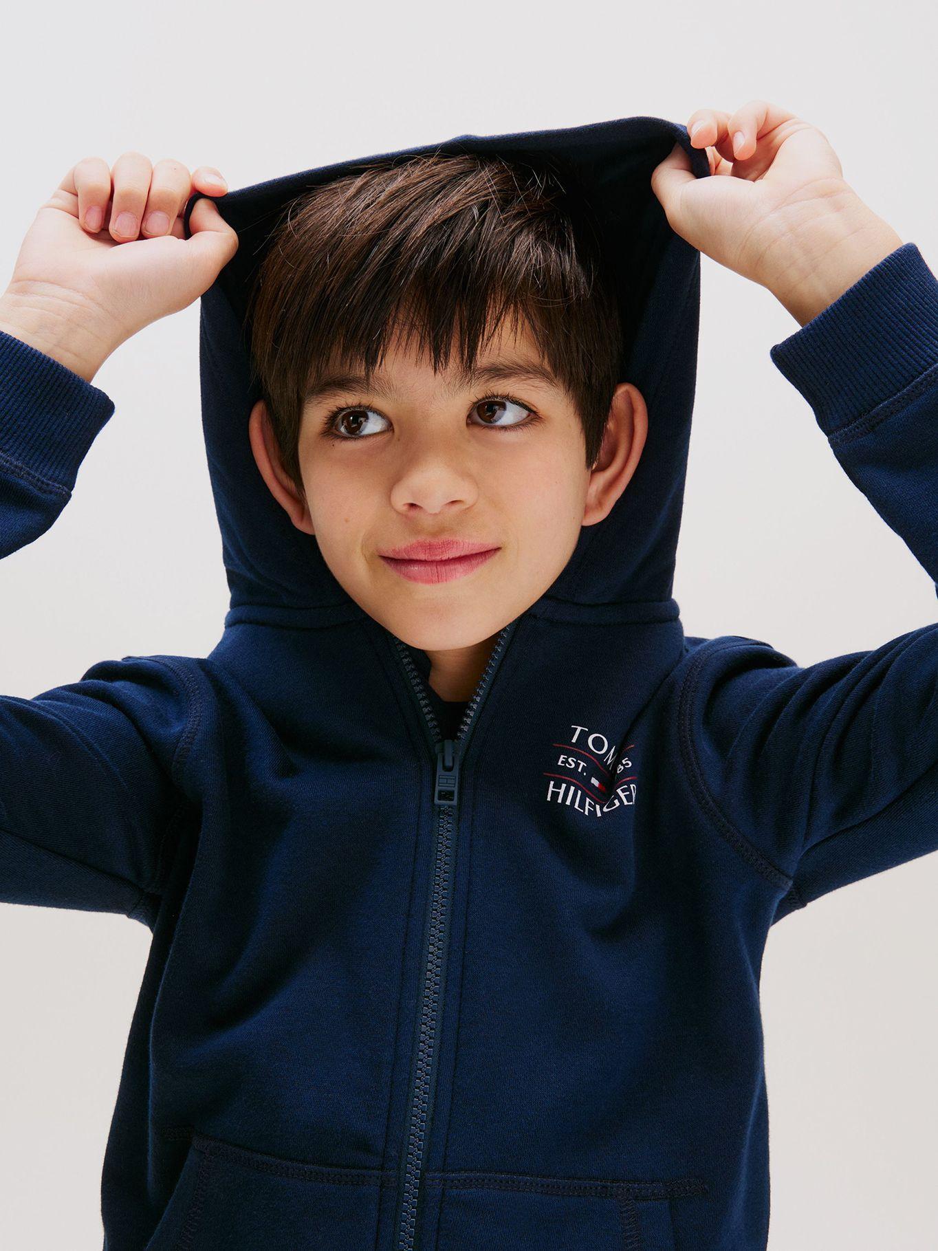 Polerón Con Gorro Y Cremallera Azul Tommy Hilfiger-3