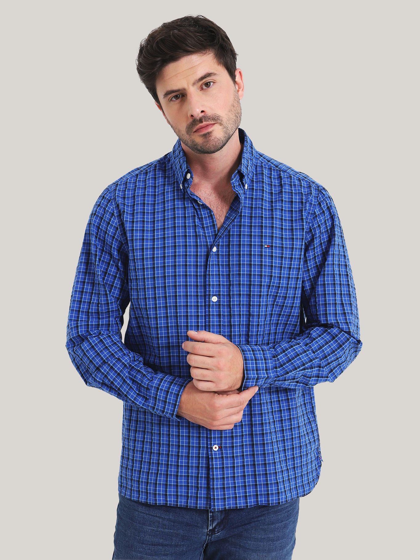 CAMISA FLEX REGULAR FIT CUADROS AZUL TOMMY HILFIGER-0