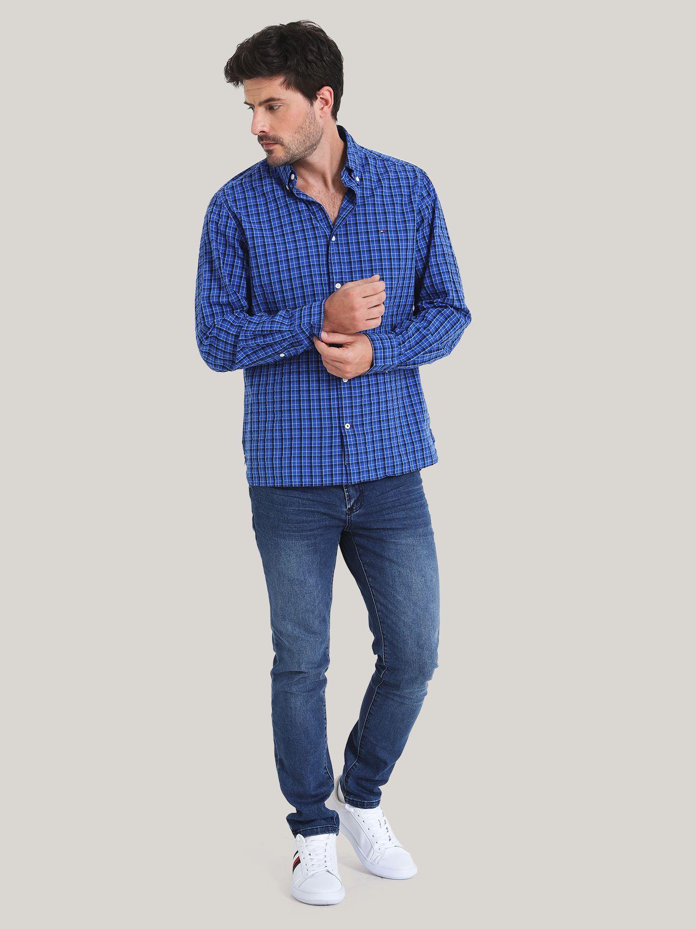 CAMISA FLEX REGULAR FIT CUADROS AZUL TOMMY HILFIGER-1