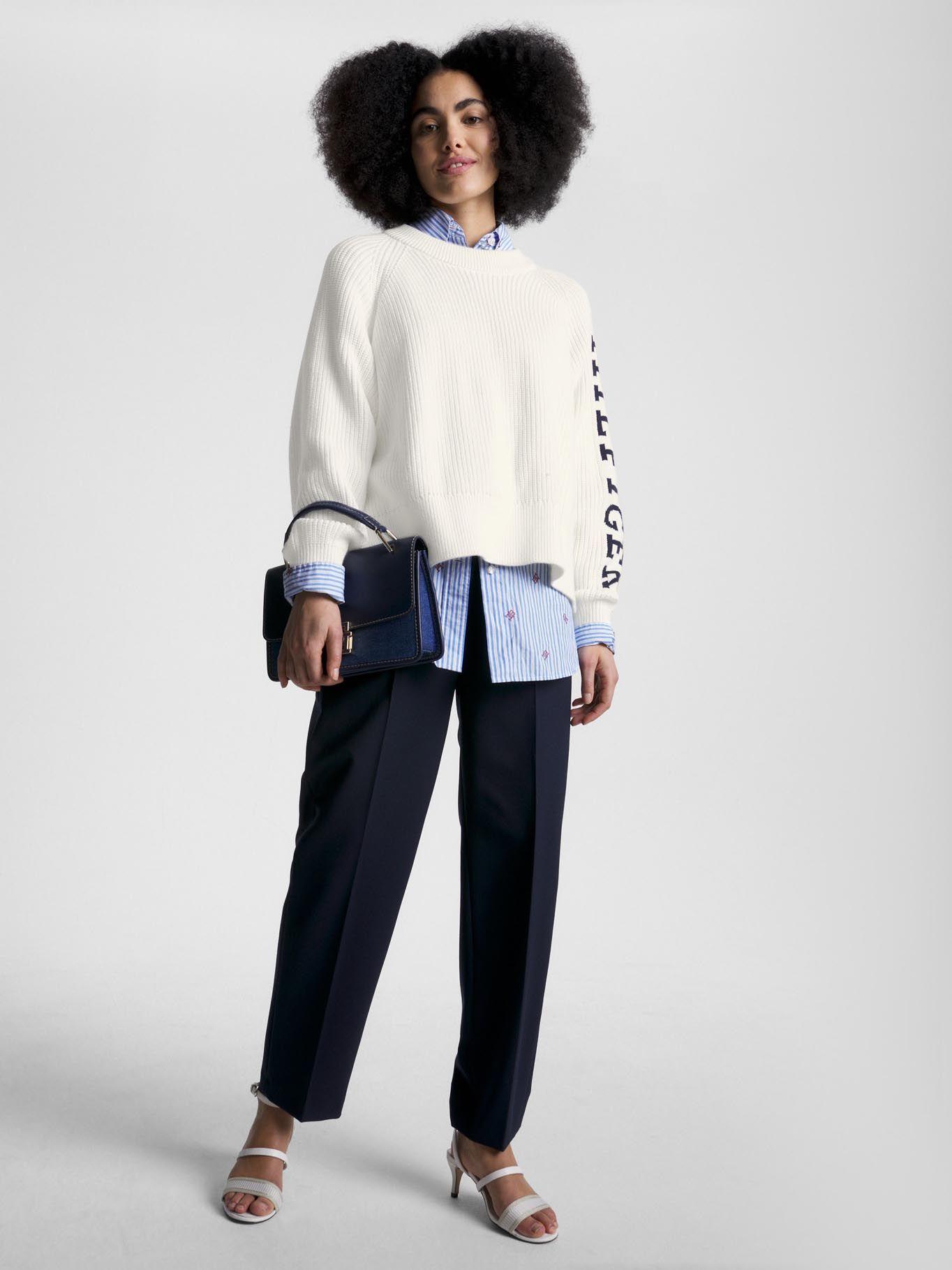 Sweater Relaxed De Punto Elástico Blanco Tommy Hilfiger-1