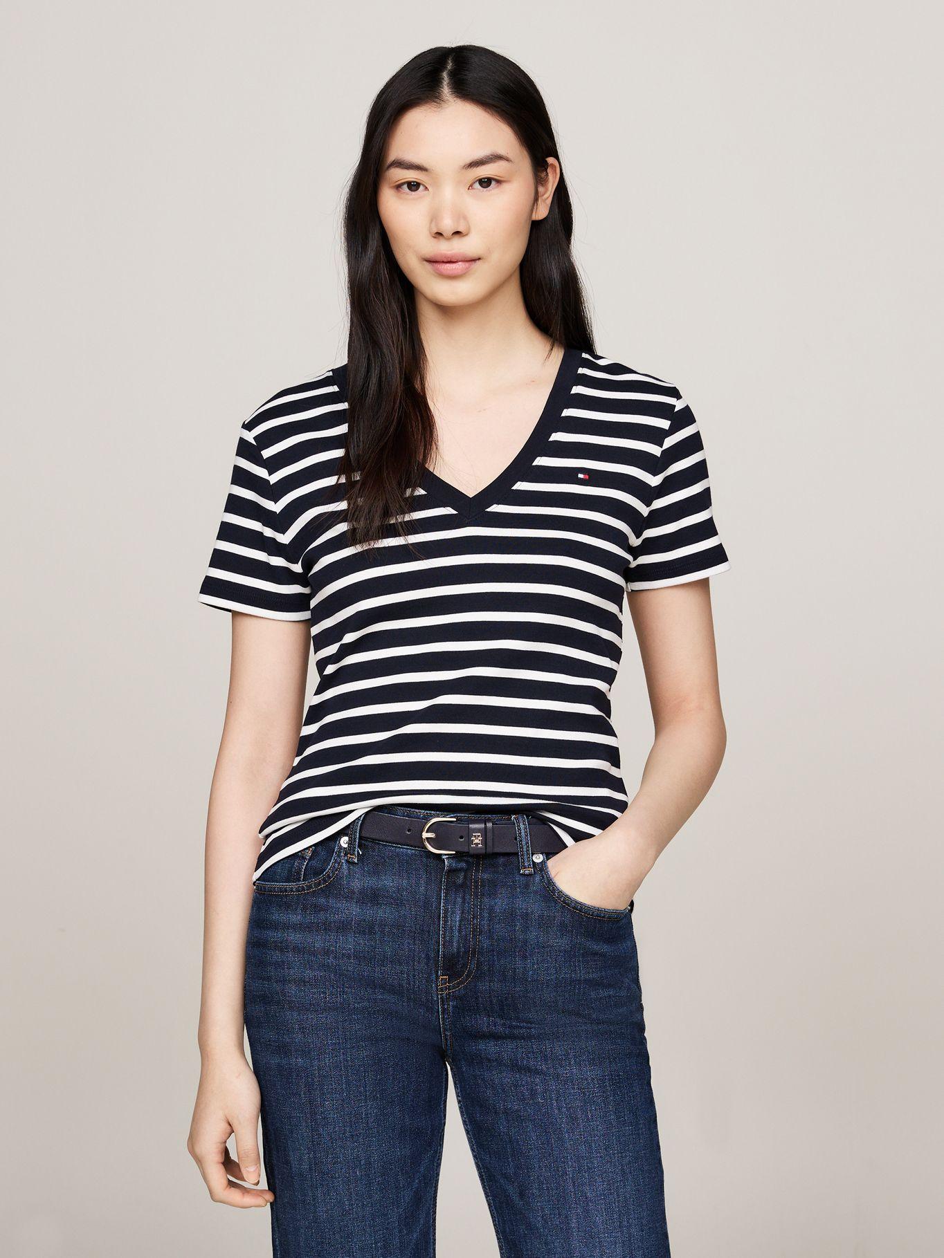 Polera Rayas V/Neck Slim Fit Multicolor Tommy Hilfiger-0