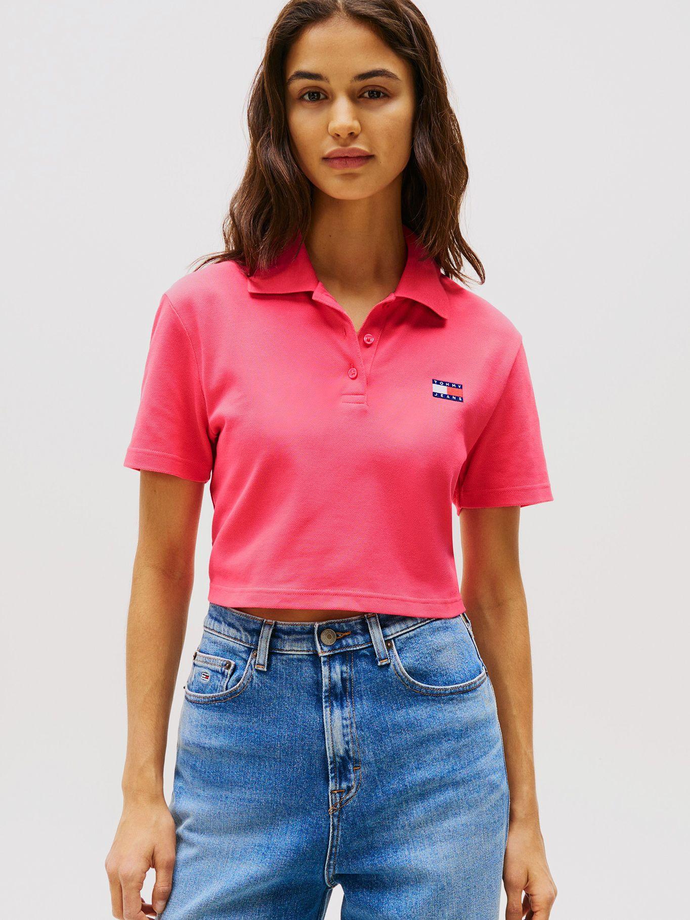 Polo Cropped Con Diseño De Rayas Rosado Tommy Jeans-0