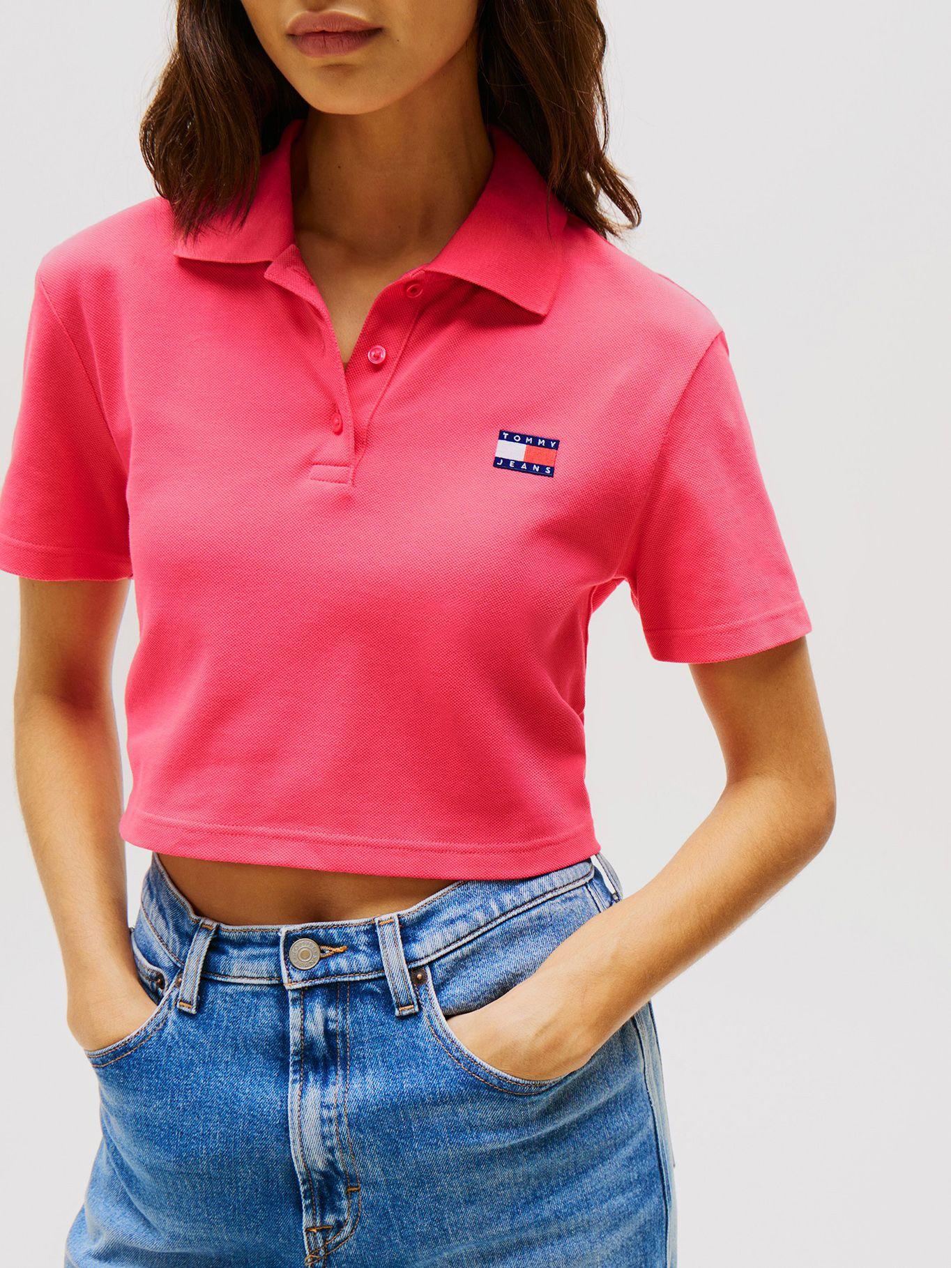 Polo Cropped Con Diseño De Rayas Rosado Tommy Jeans-3