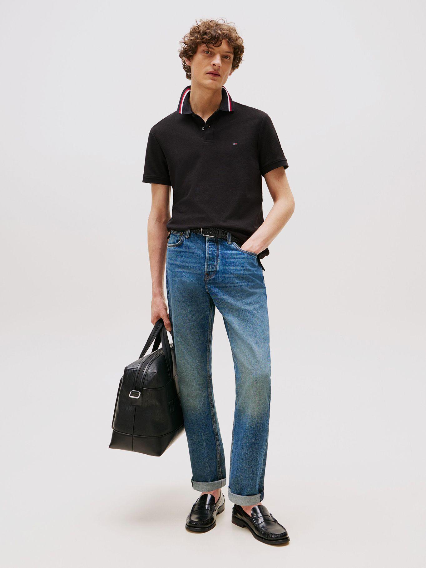 Polo Signature Collar Regular Fit Negro Tommy Hilfiger-1